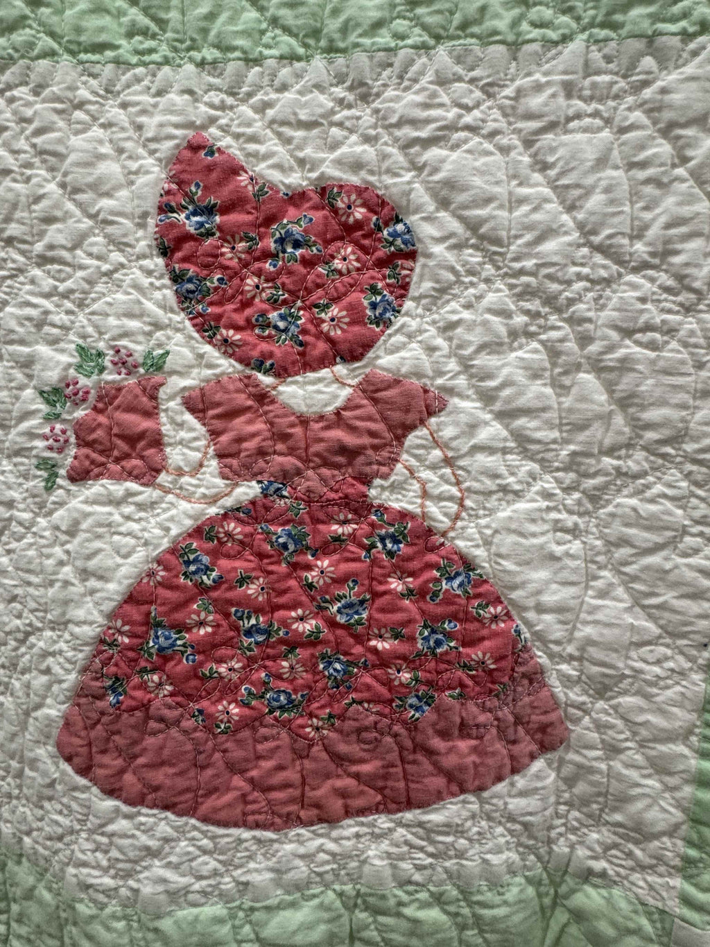 **SOLD Vintage Quilt Sunbonnet Sue with Nosegay SOLD**