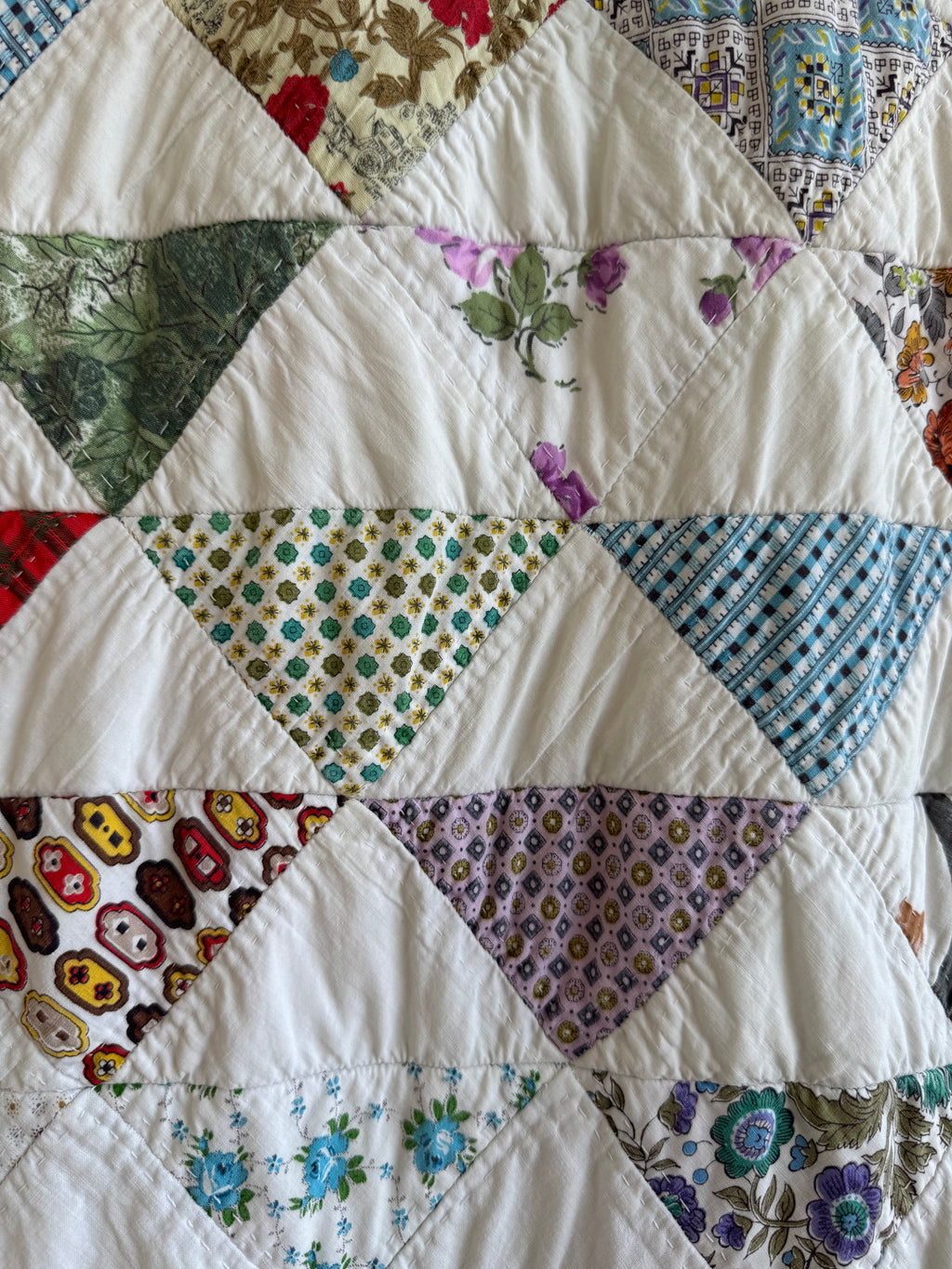 Vintage Reversible Half Square Triangle Feed Sack Qult