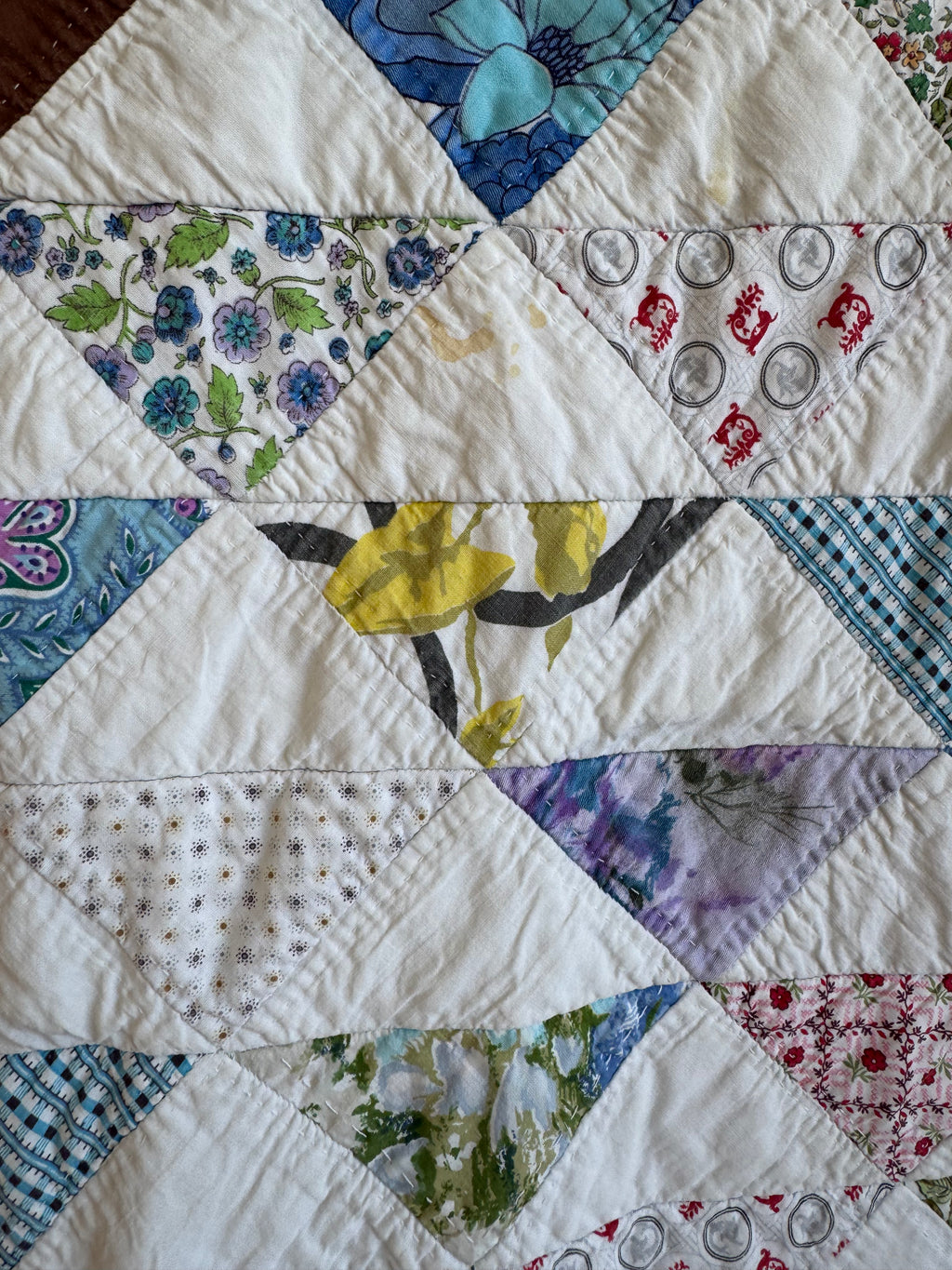 Vintage Reversible Half Square Triangle Feed Sack Qult