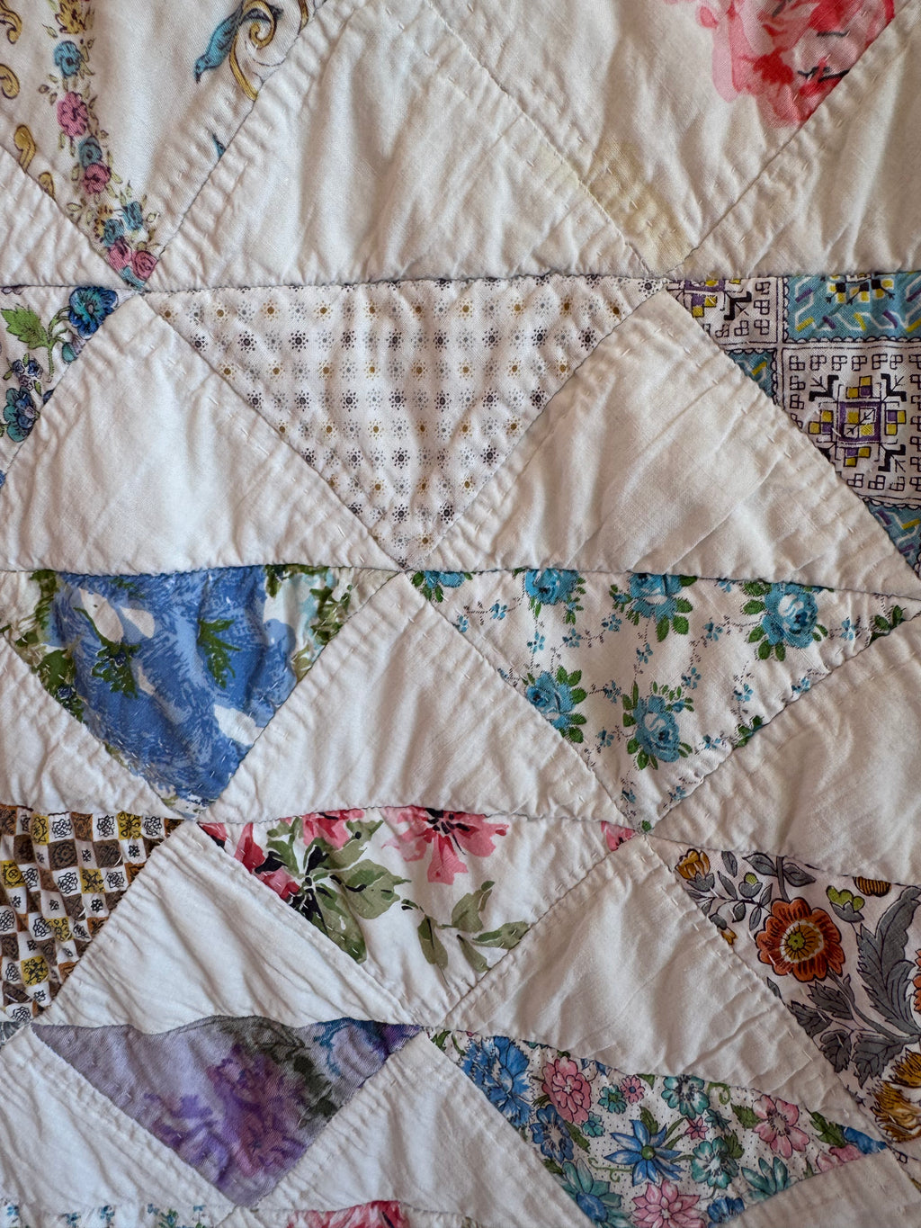 Vintage Reversible Half Square Triangle Feed Sack Qult