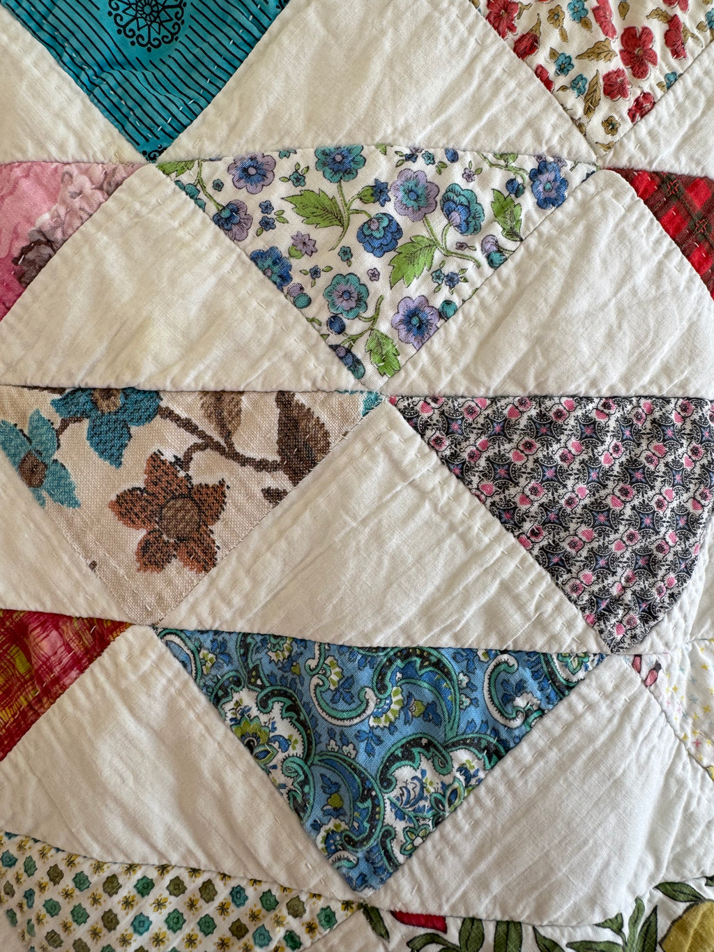 Vintage Reversible Half Square Triangle Feed Sack Qult