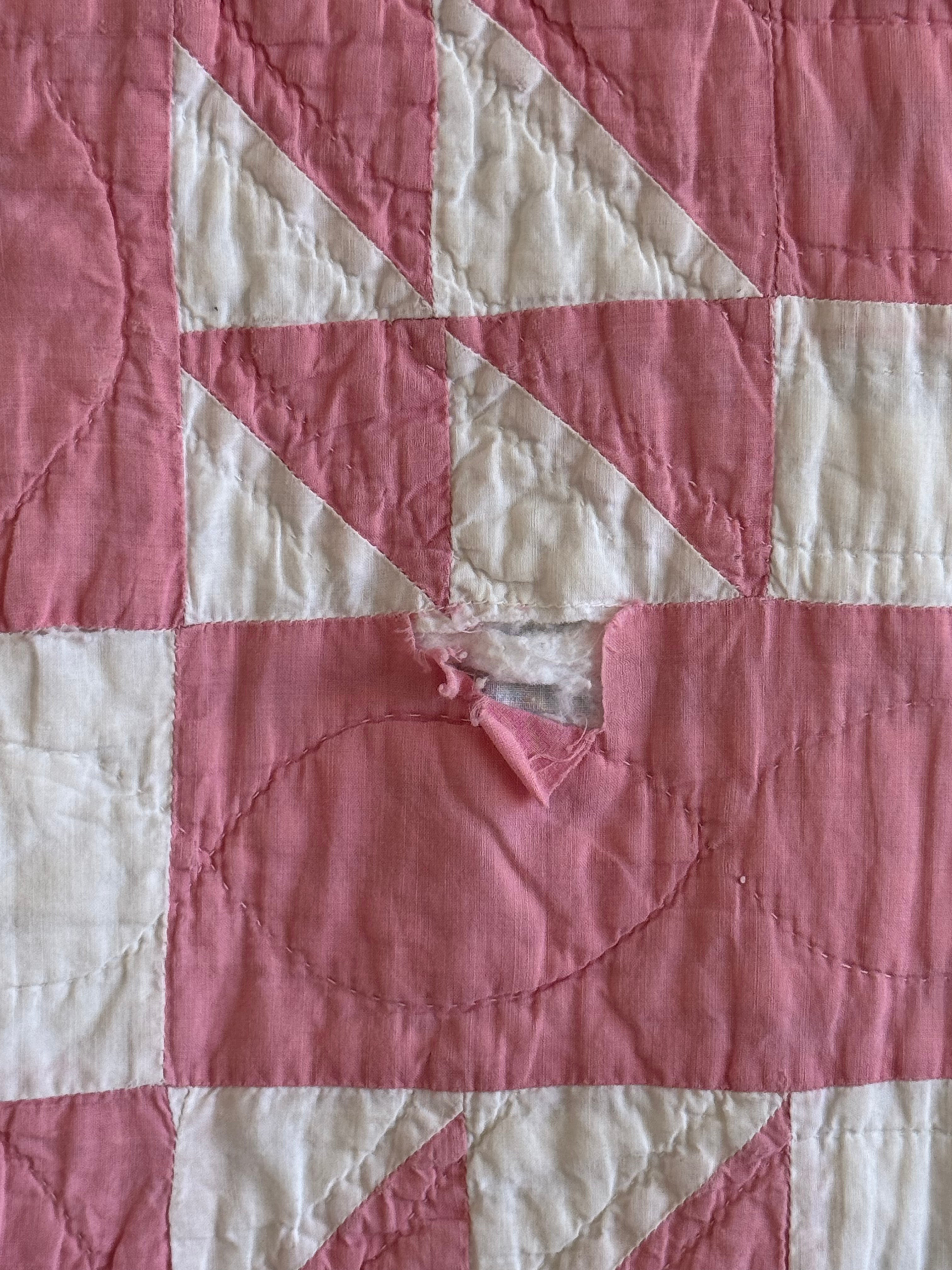 **SOLD** CUTTER - Churn Dash Pink and White - CUTTER **SOLD**