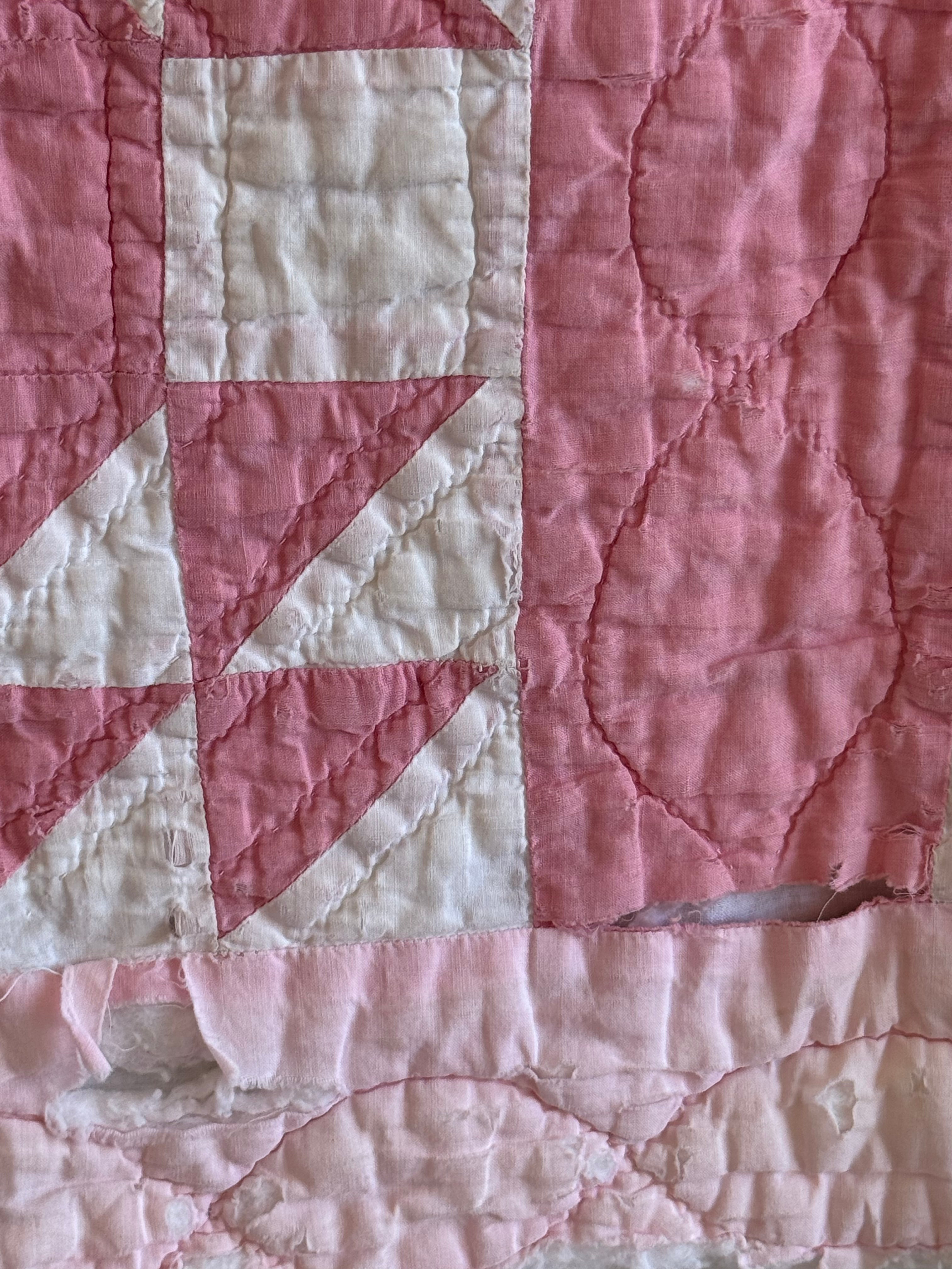 **SOLD** CUTTER - Churn Dash Pink and White - CUTTER **SOLD**