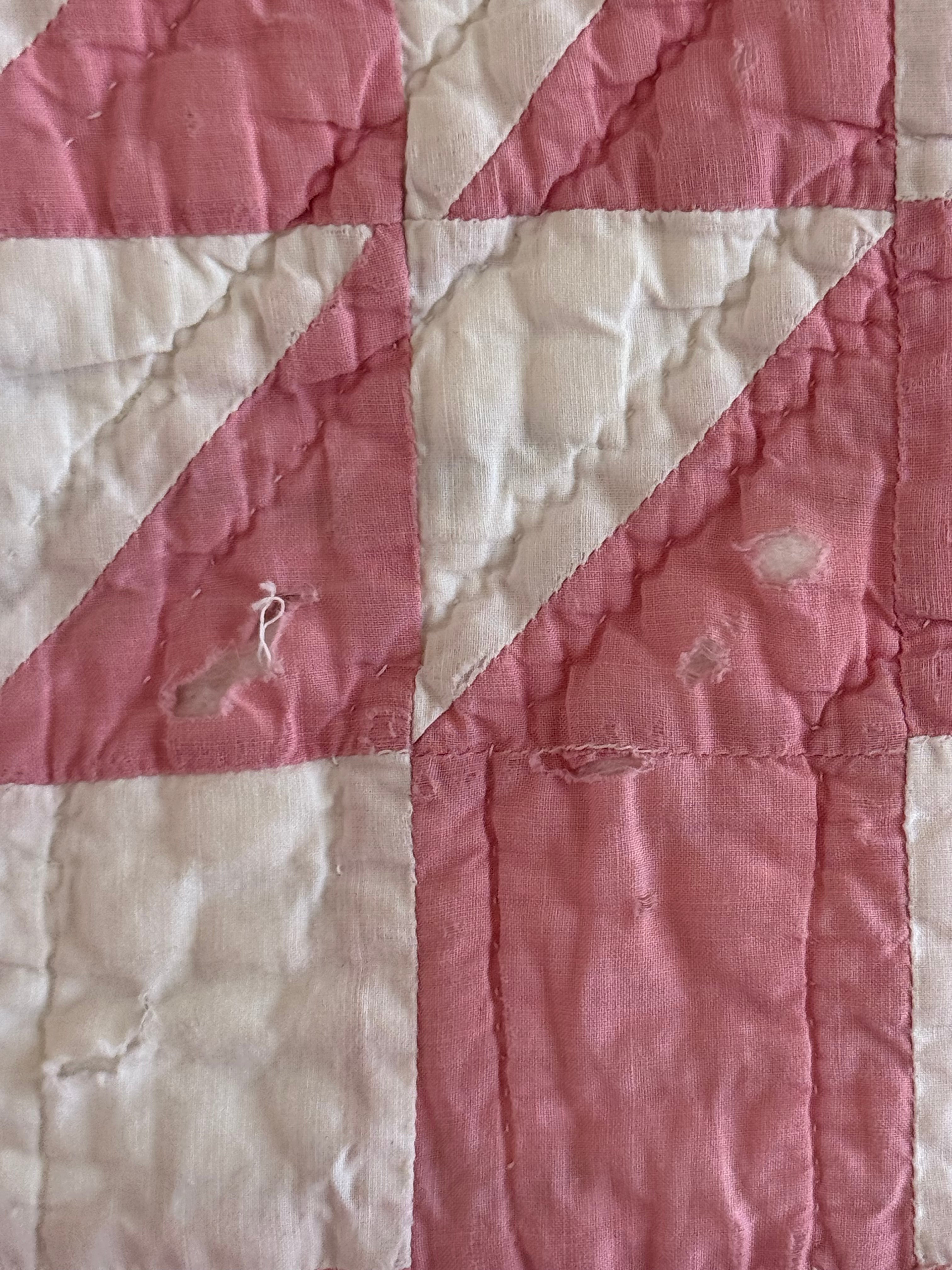 **SOLD** CUTTER - Churn Dash Pink and White - CUTTER **SOLD**