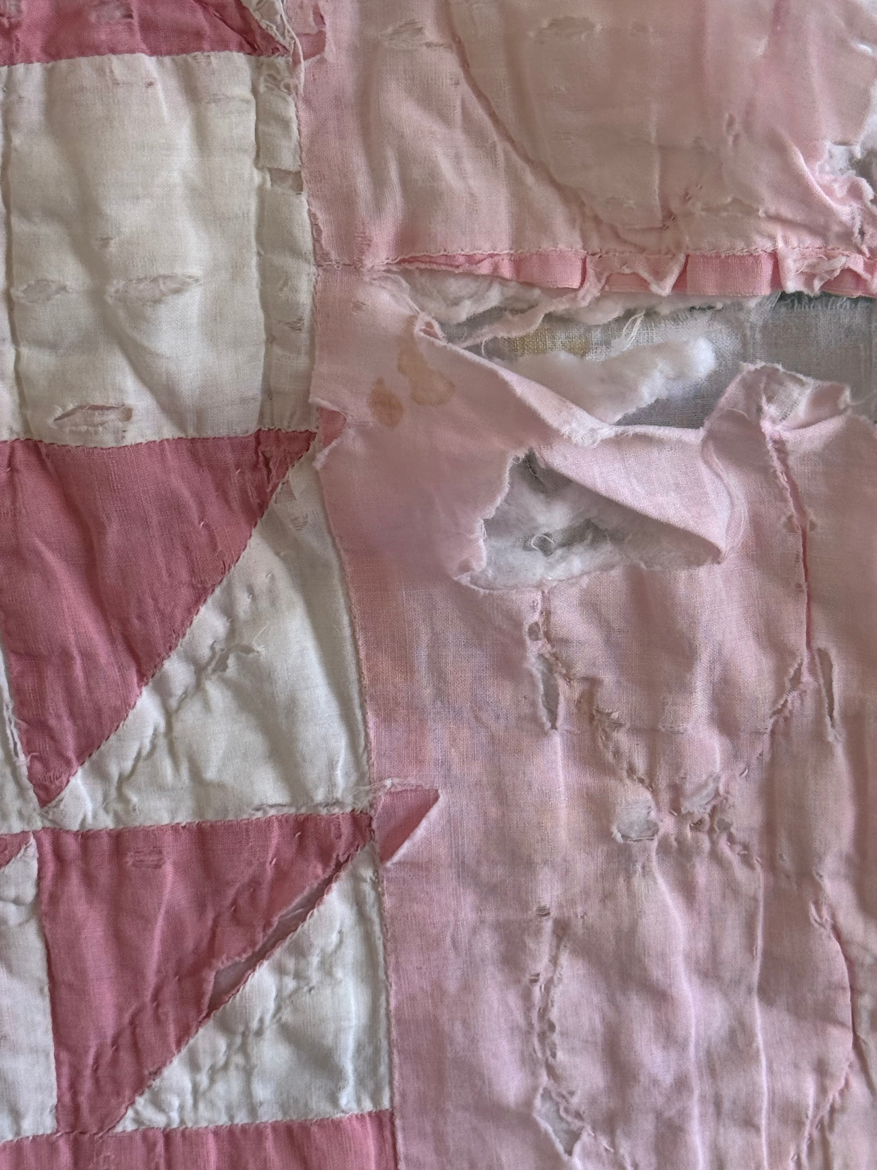 **SOLD** CUTTER - Churn Dash Pink and White - CUTTER **SOLD**