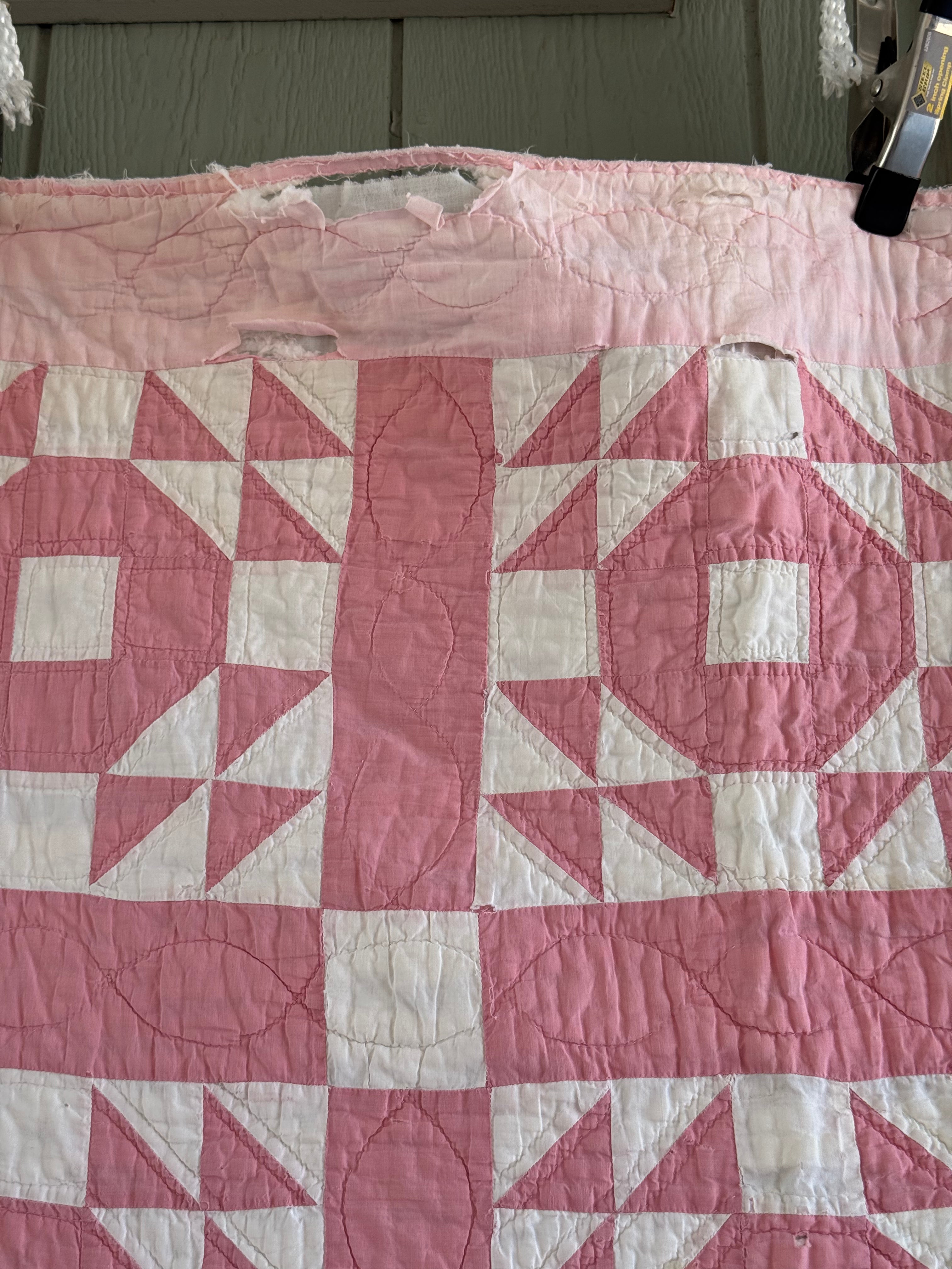 **SOLD** CUTTER - Churn Dash Pink and White - CUTTER **SOLD**