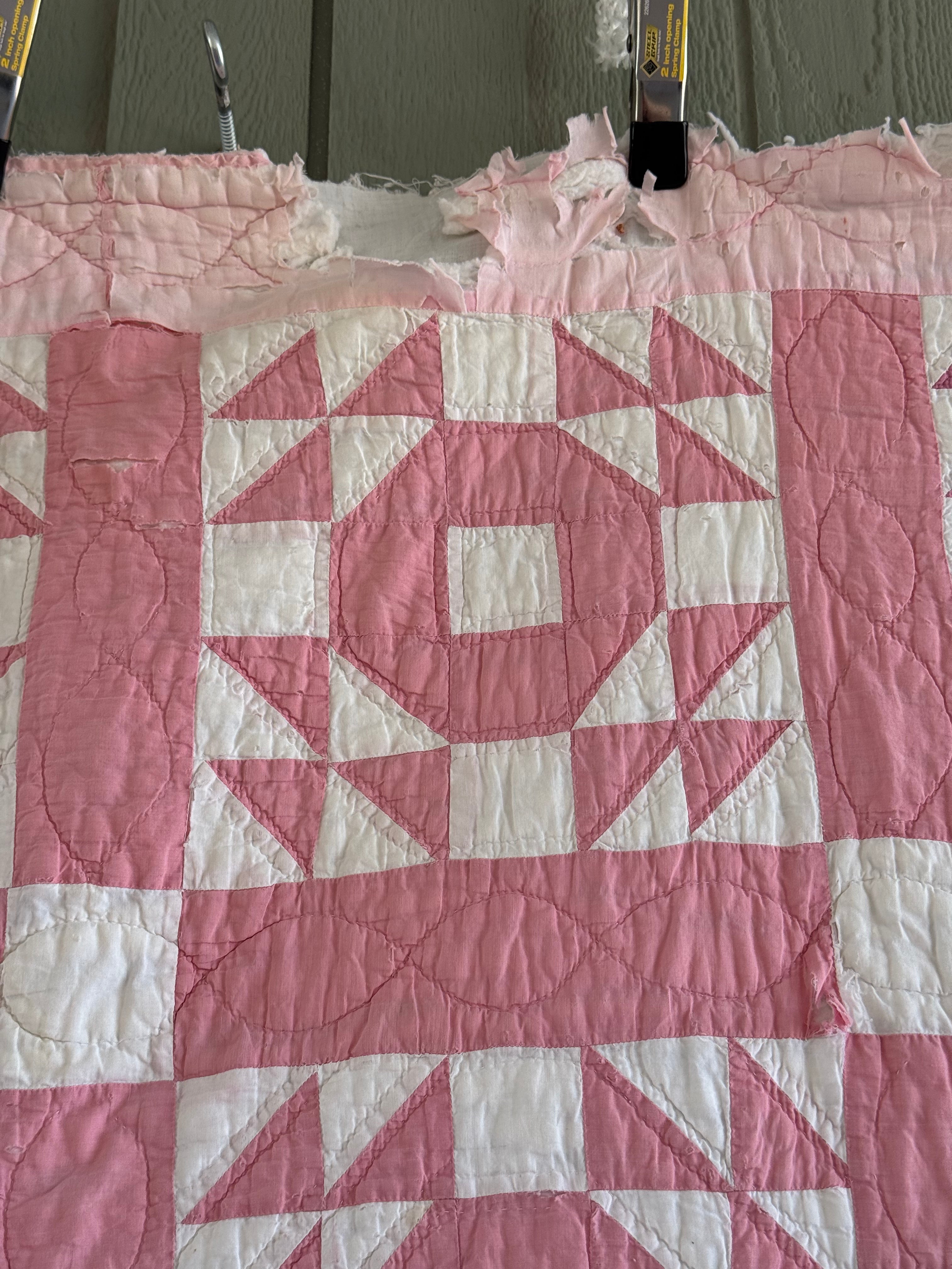 **SOLD** CUTTER - Churn Dash Pink and White - CUTTER **SOLD**