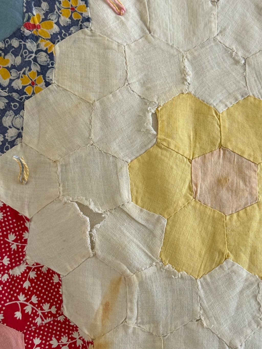 **SOLD** CUTTER - Vintage Grandma's Flower Garden Tied Quilt  **SOLD**