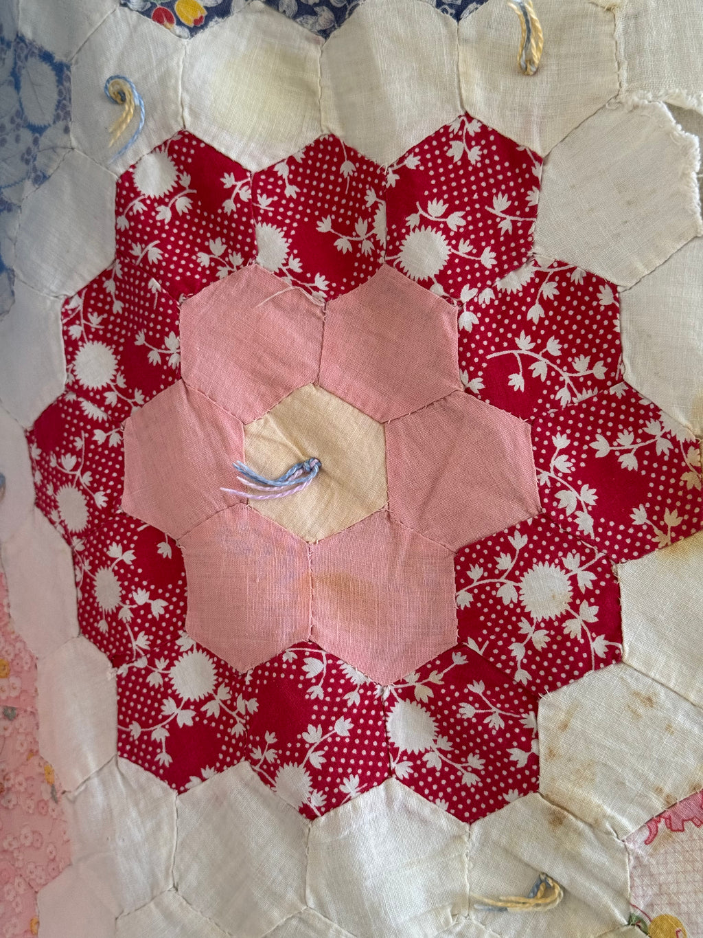 **SOLD** CUTTER - Vintage Grandma's Flower Garden Tied Quilt  **SOLD**