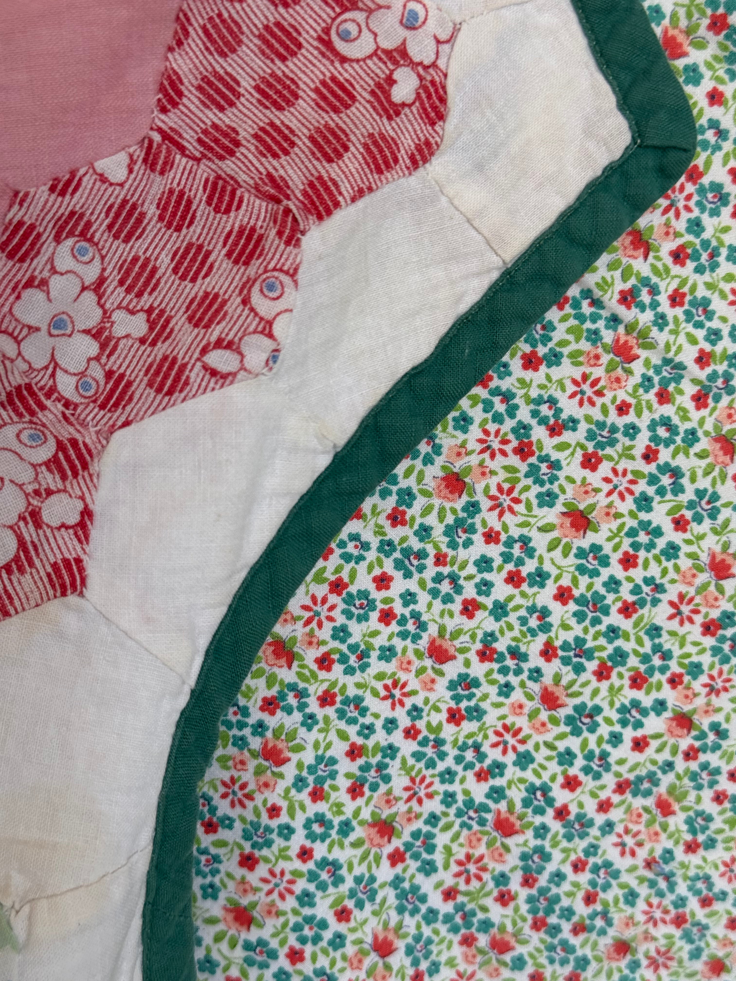 **SOLD** CUTTER - Vintage Grandma's Flower Garden Tied Quilt  **SOLD**