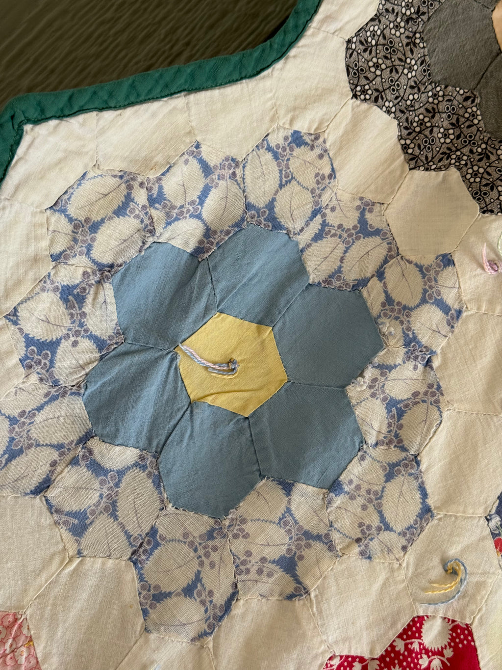 **SOLD** CUTTER - Vintage Grandma's Flower Garden Tied Quilt  **SOLD**