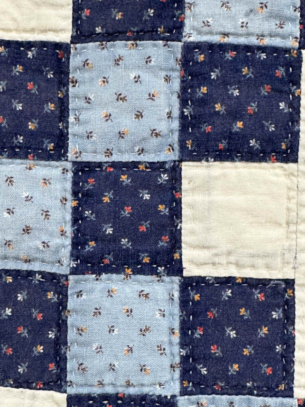 **SOLD Antique Quilt Blue Calico Double Irish Chain SOLD**