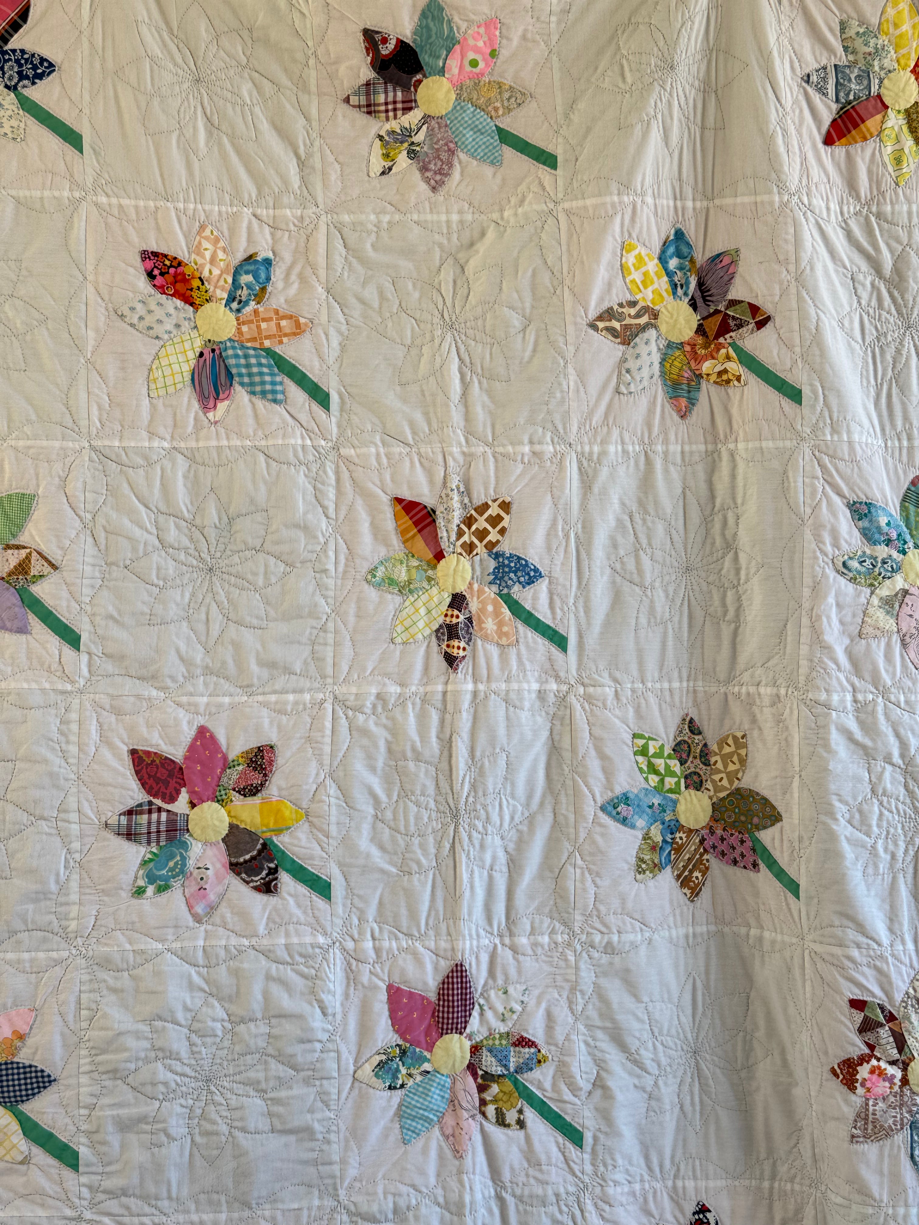 Vintage Feed Sack Daisy on a Stem