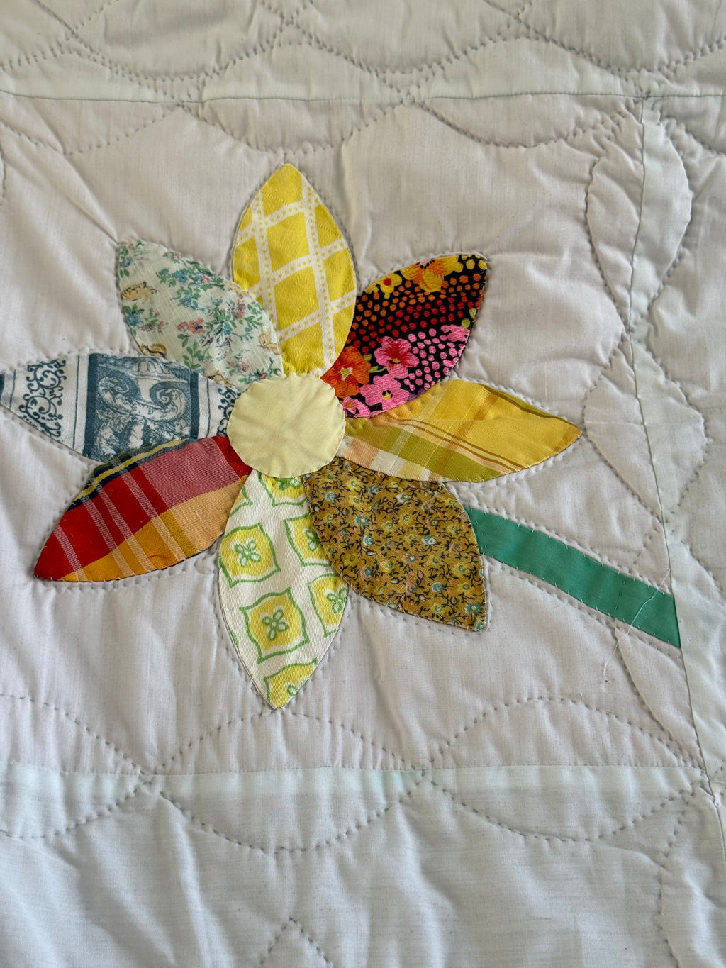 Vintage Feed Sack Daisy on a Stem