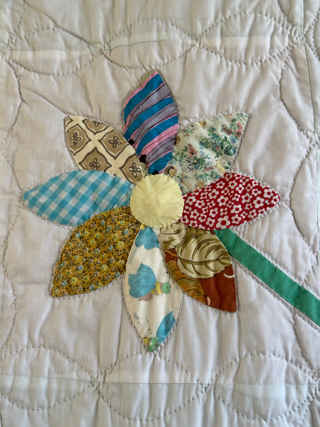 Vintage Feed Sack Daisy on a Stem