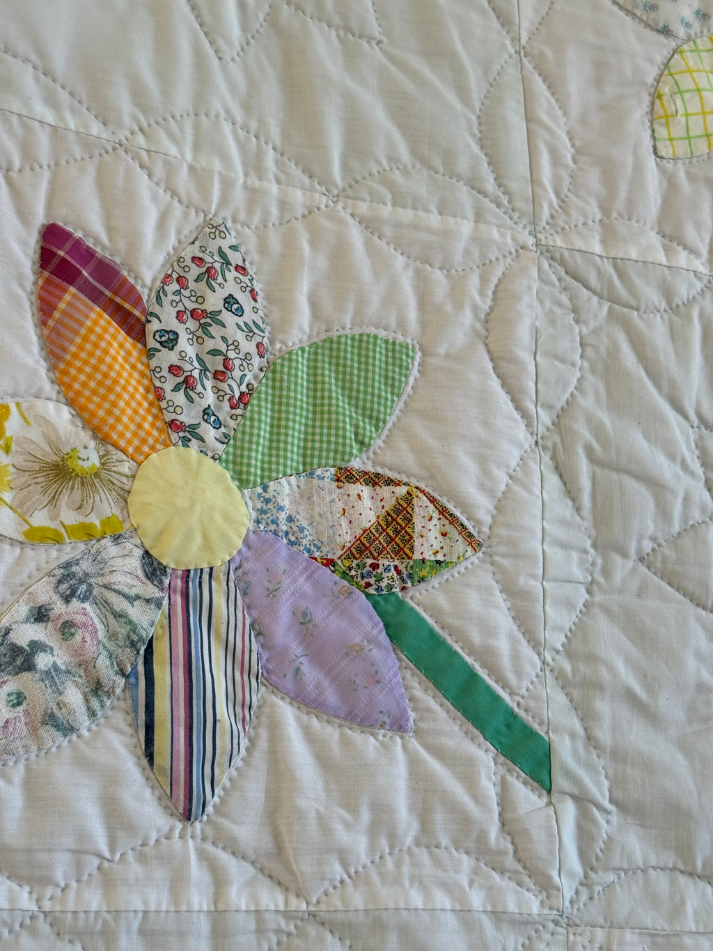 Vintage Feed Sack Daisy on a Stem