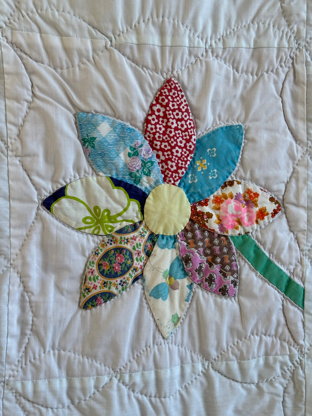 Vintage Feed Sack Daisy on a Stem