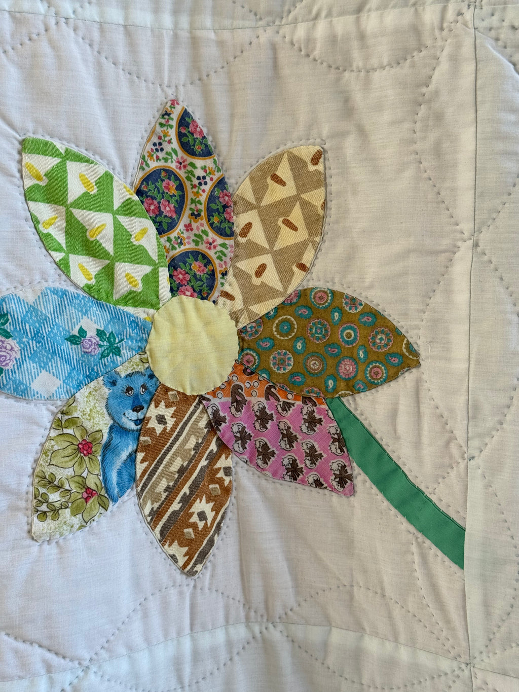 Vintage Feed Sack Daisy on a Stem