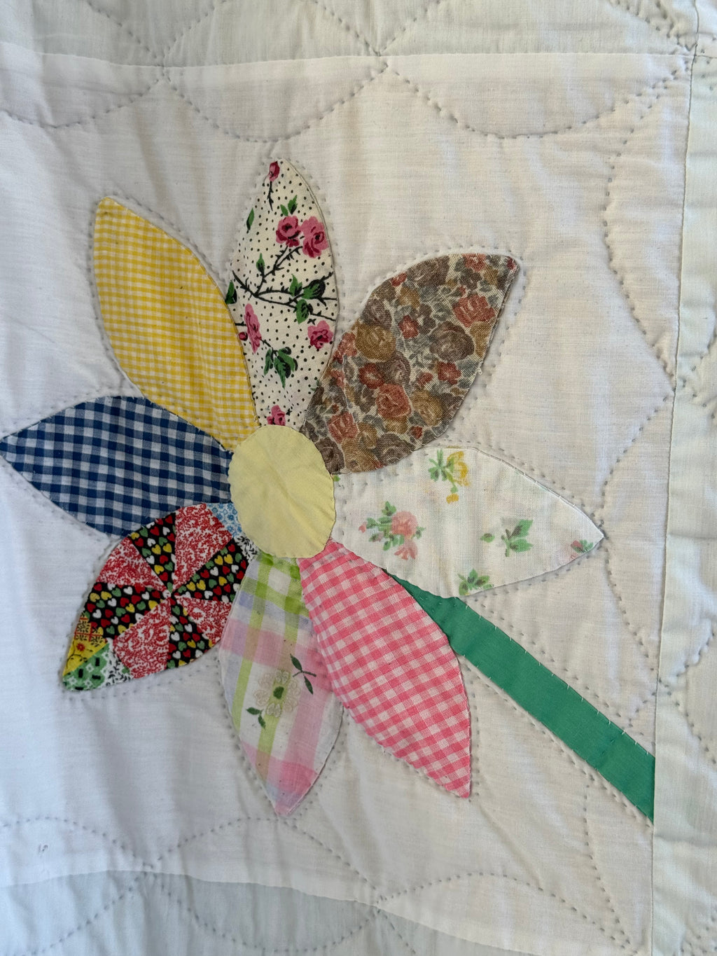 Vintage Feed Sack Daisy on a Stem