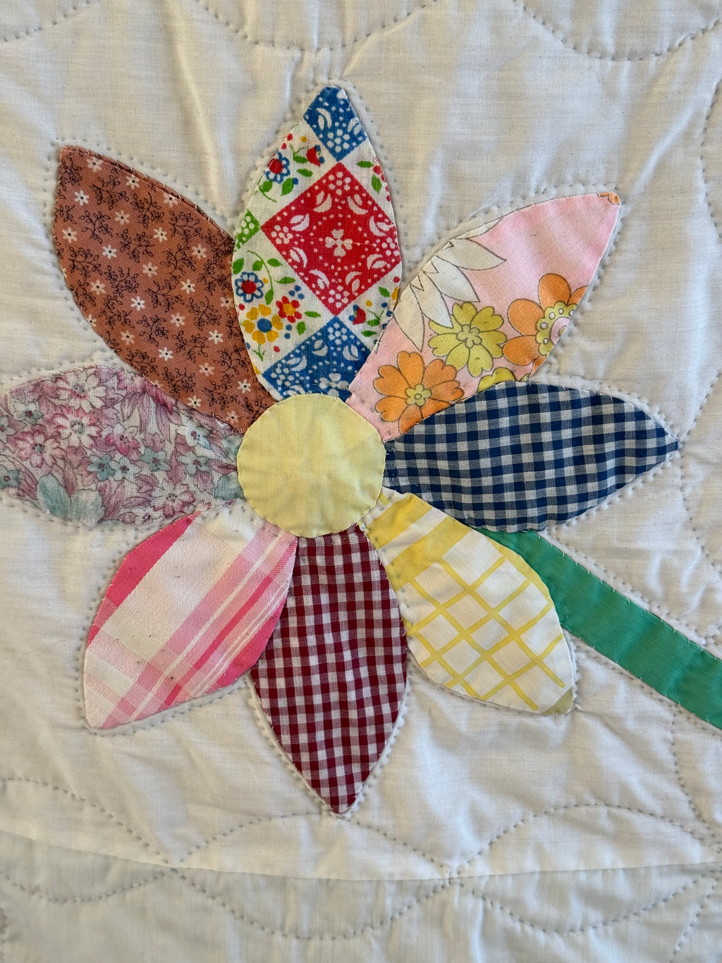 Vintage Feed Sack Daisy on a Stem