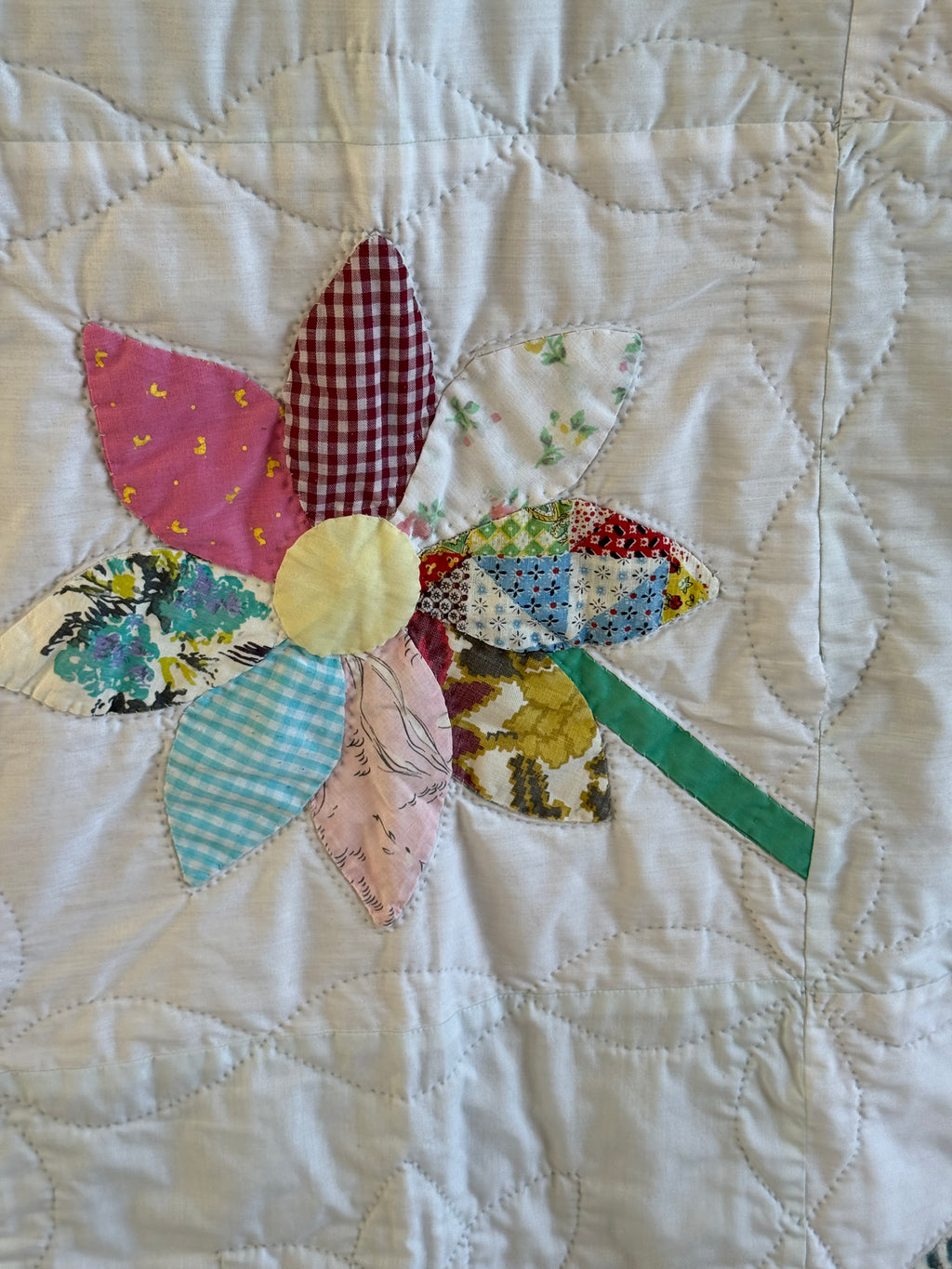 Vintage Feed Sack Daisy on a Stem