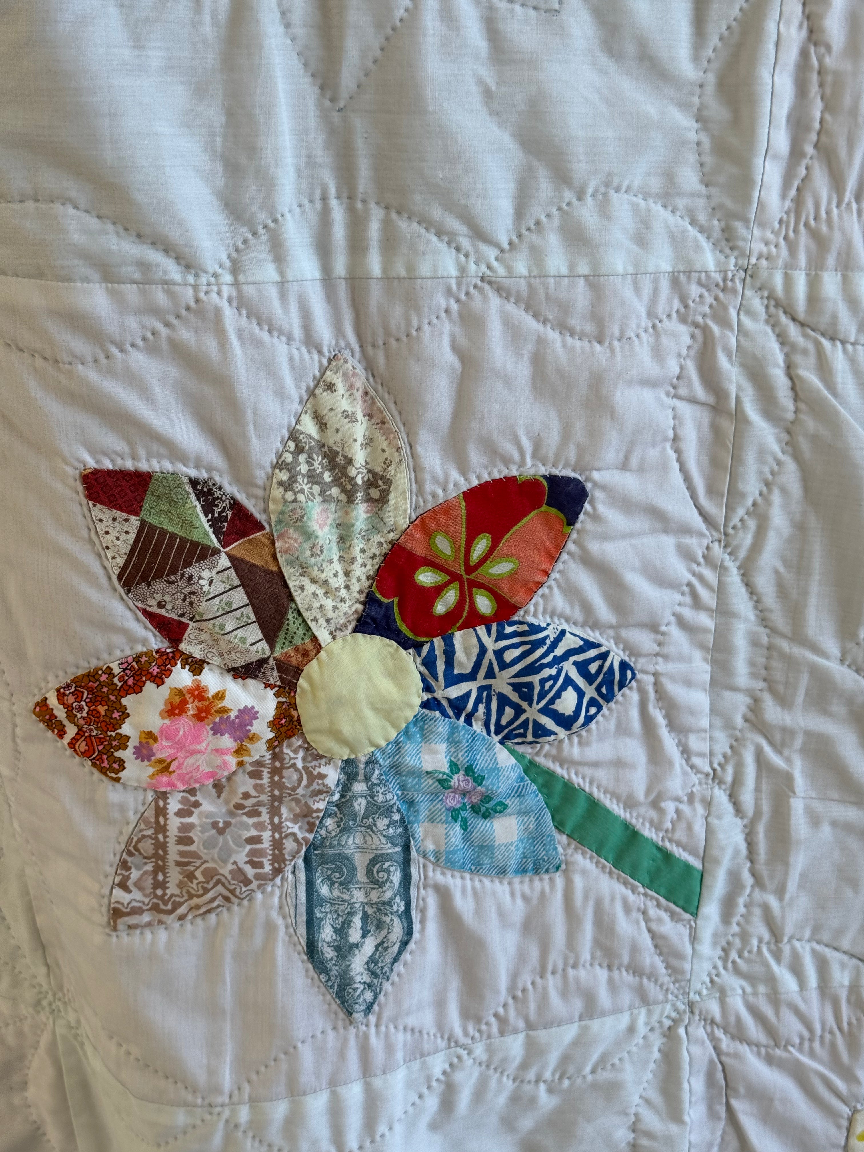 Vintage Feed Sack Daisy on a Stem