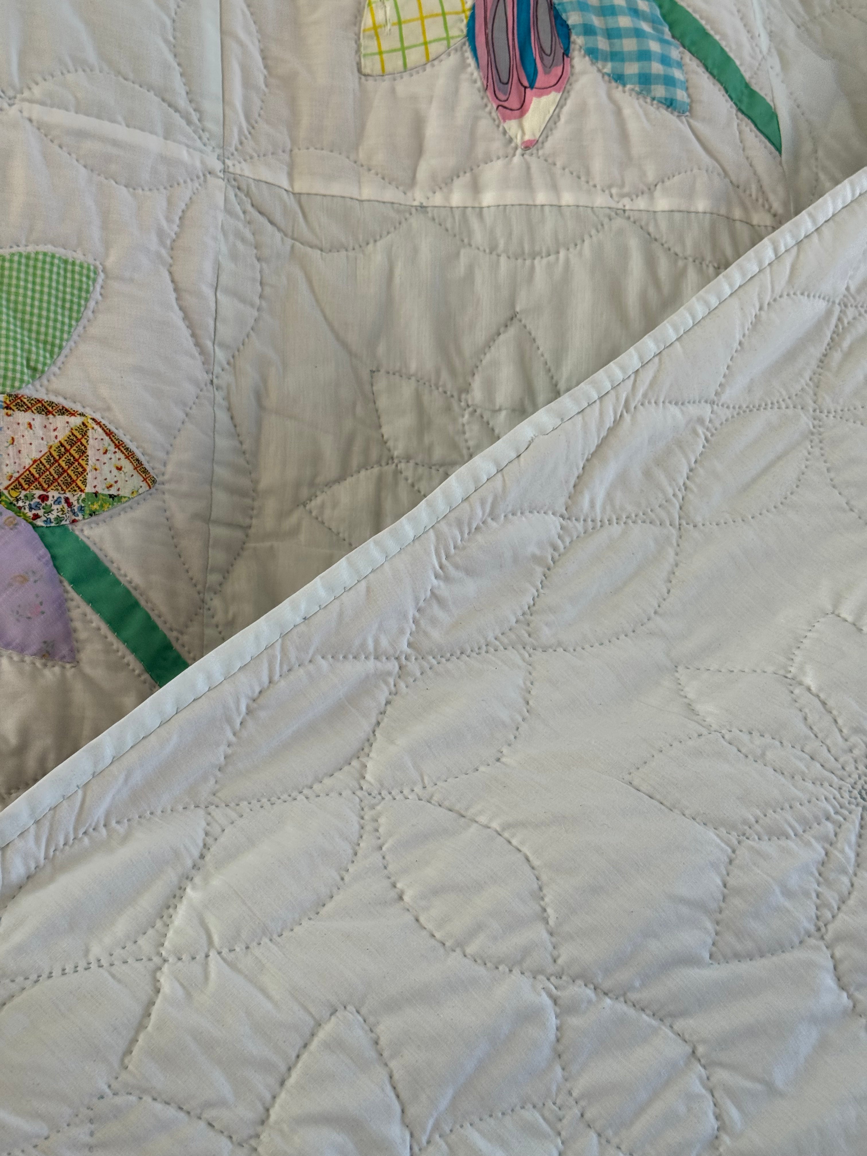 Vintage Feed Sack Daisy on a Stem
