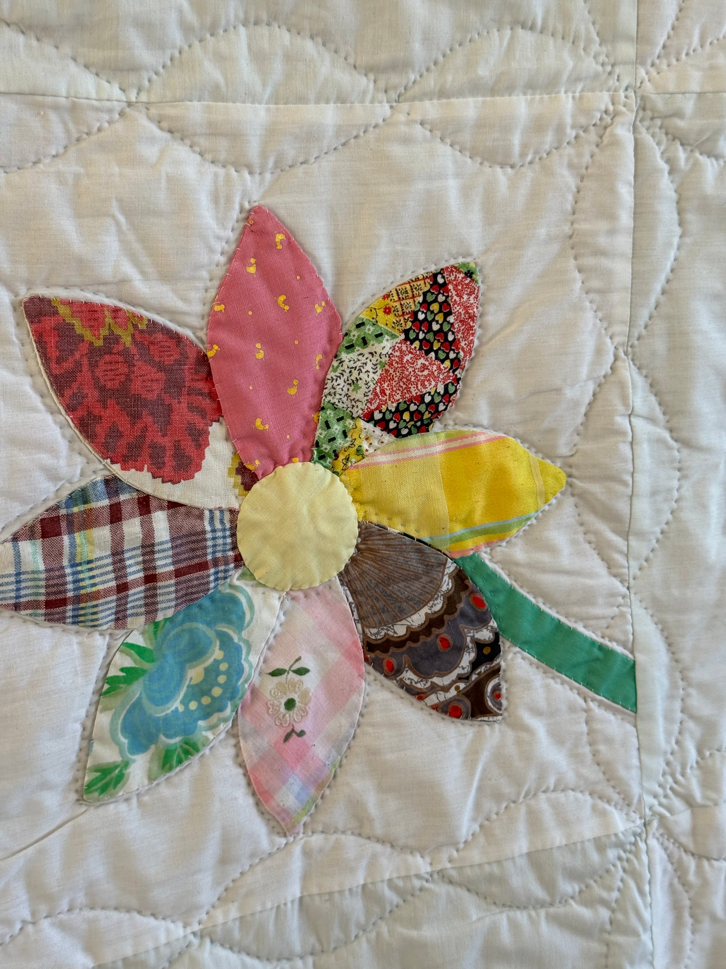 Vintage Feed Sack Daisy on a Stem