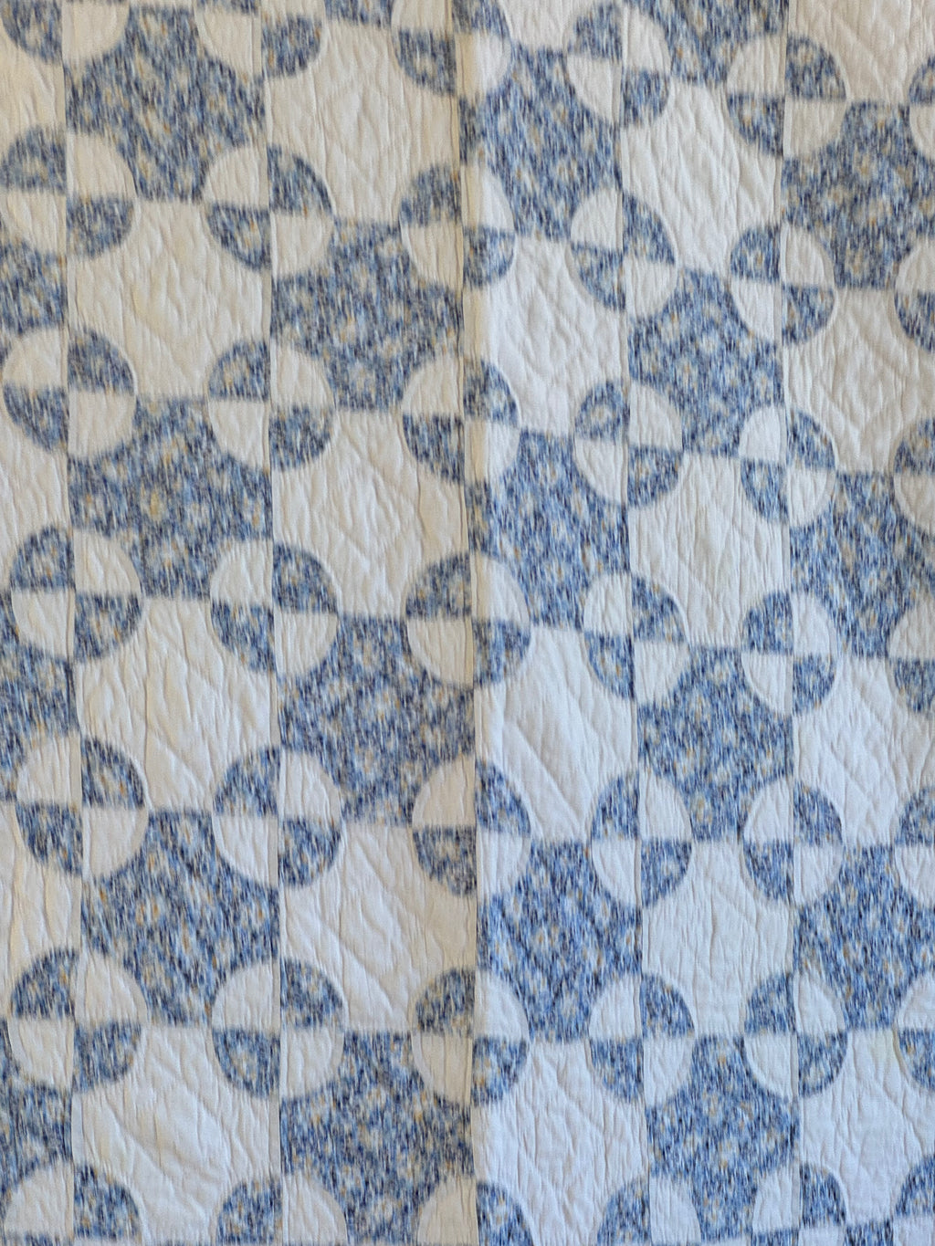 Vintage Blue and White Snowball Quilt