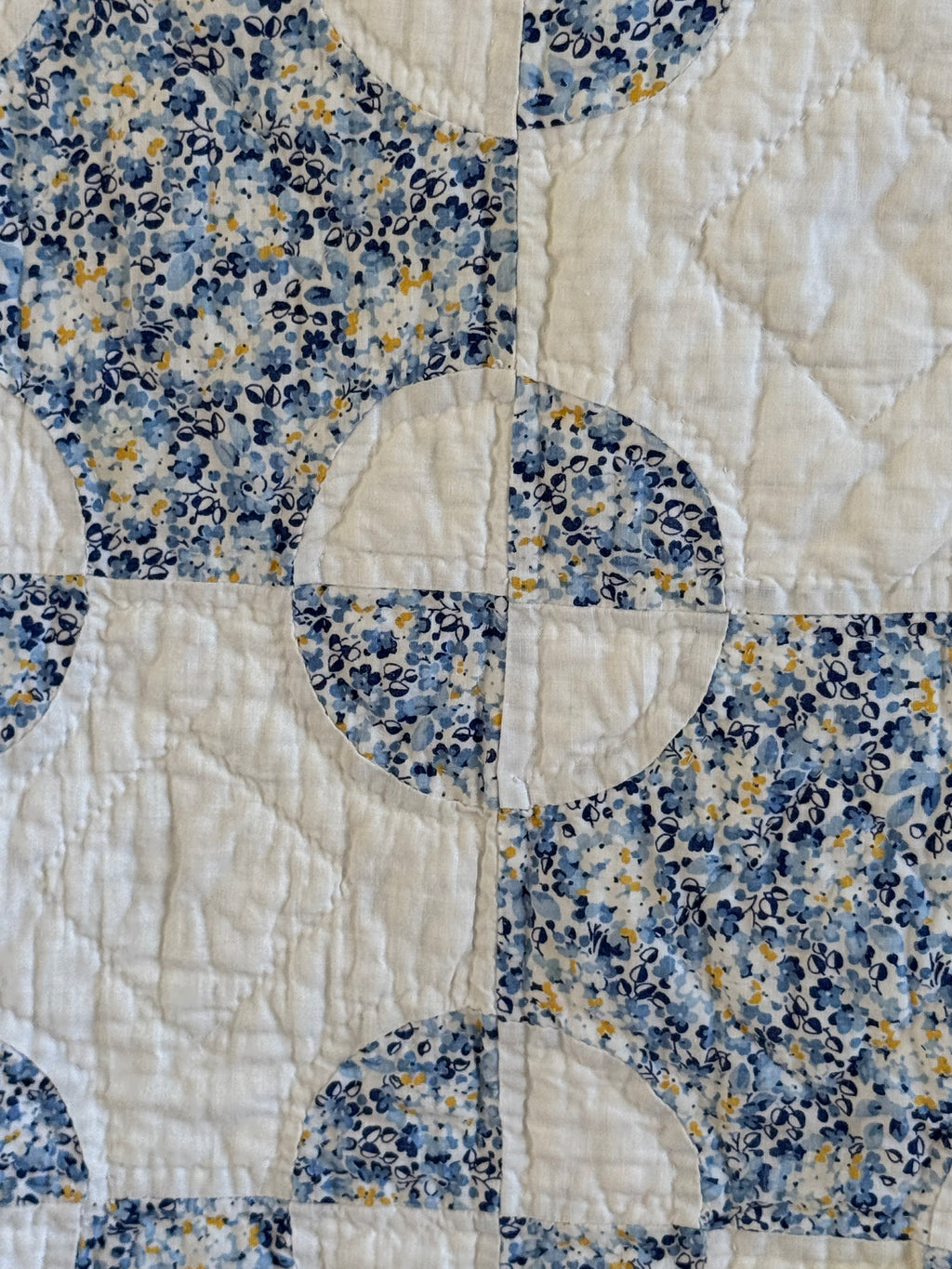 Vintage Blue and White Snowball Quilt
