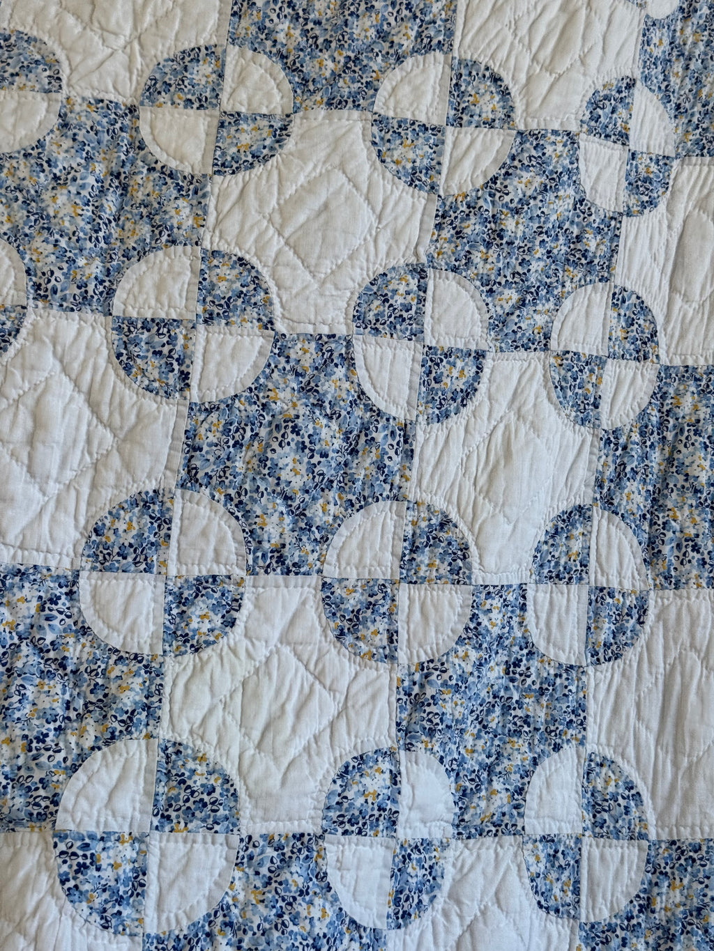 Vintage Blue and White Snowball Quilt