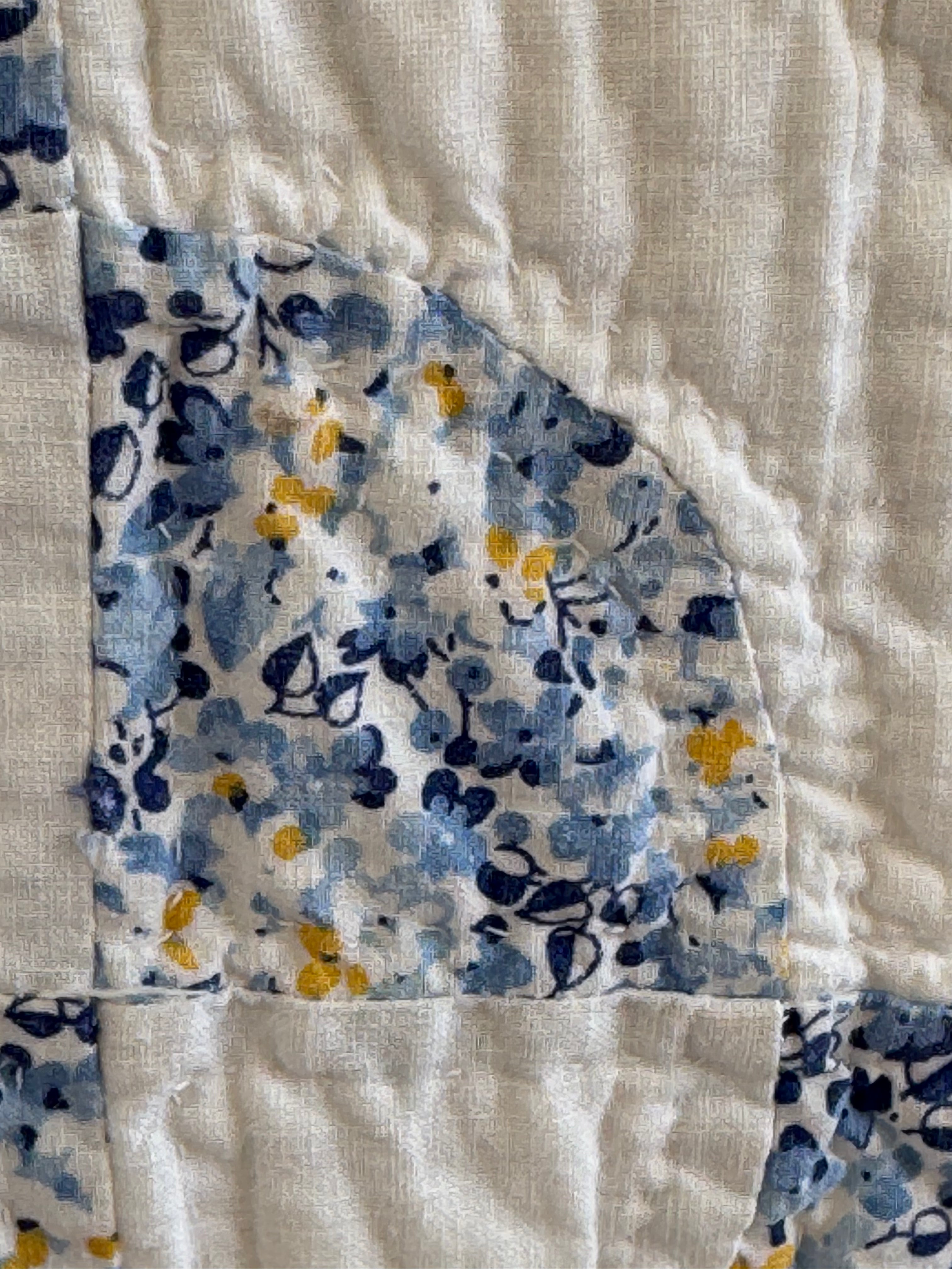 Vintage Blue and White Snowball Quilt