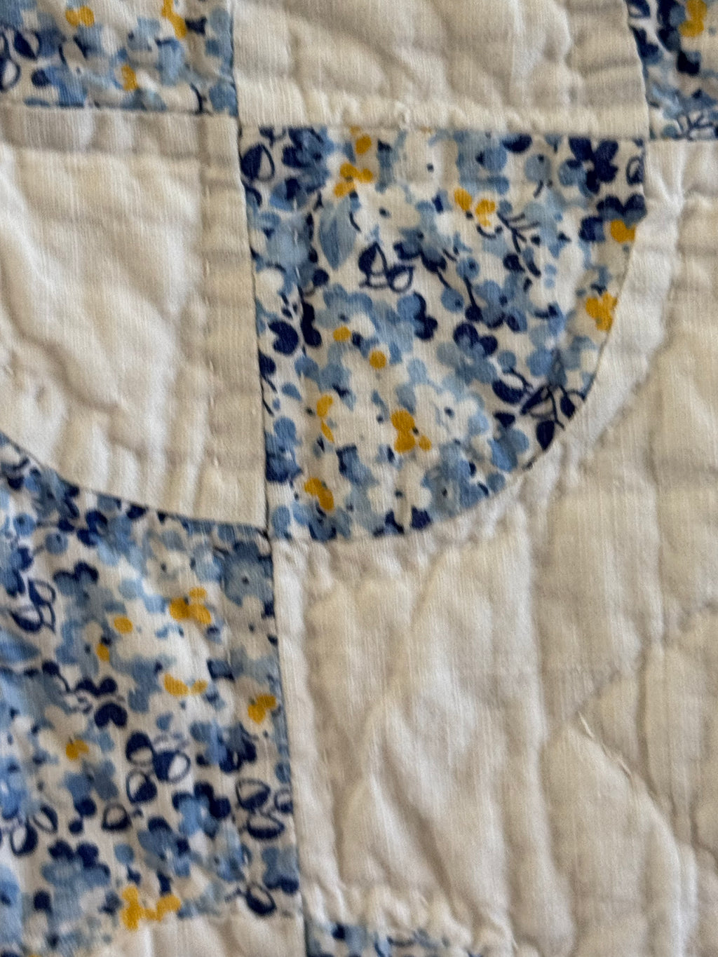 Vintage Blue and White Snowball Quilt