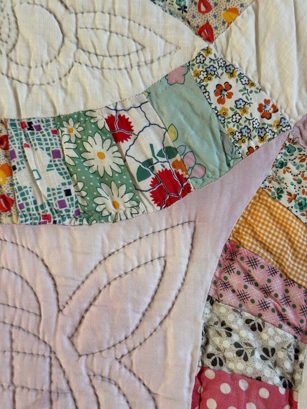 Vintage Quilt Double Wedding Ring with Lavender