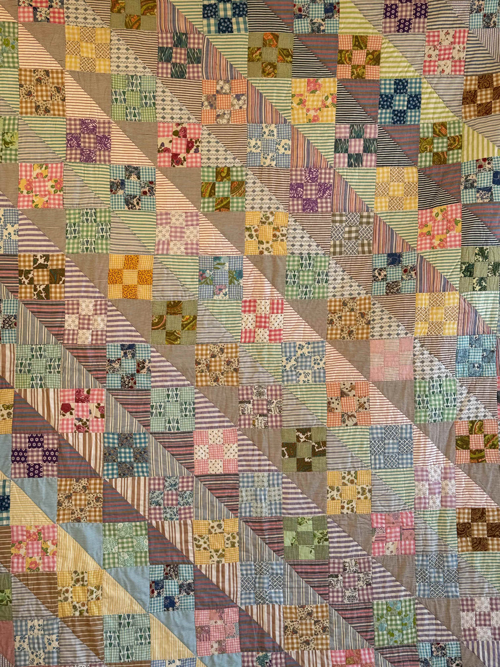 Vintage Quilt Sunshine and Shadows Nine Patch