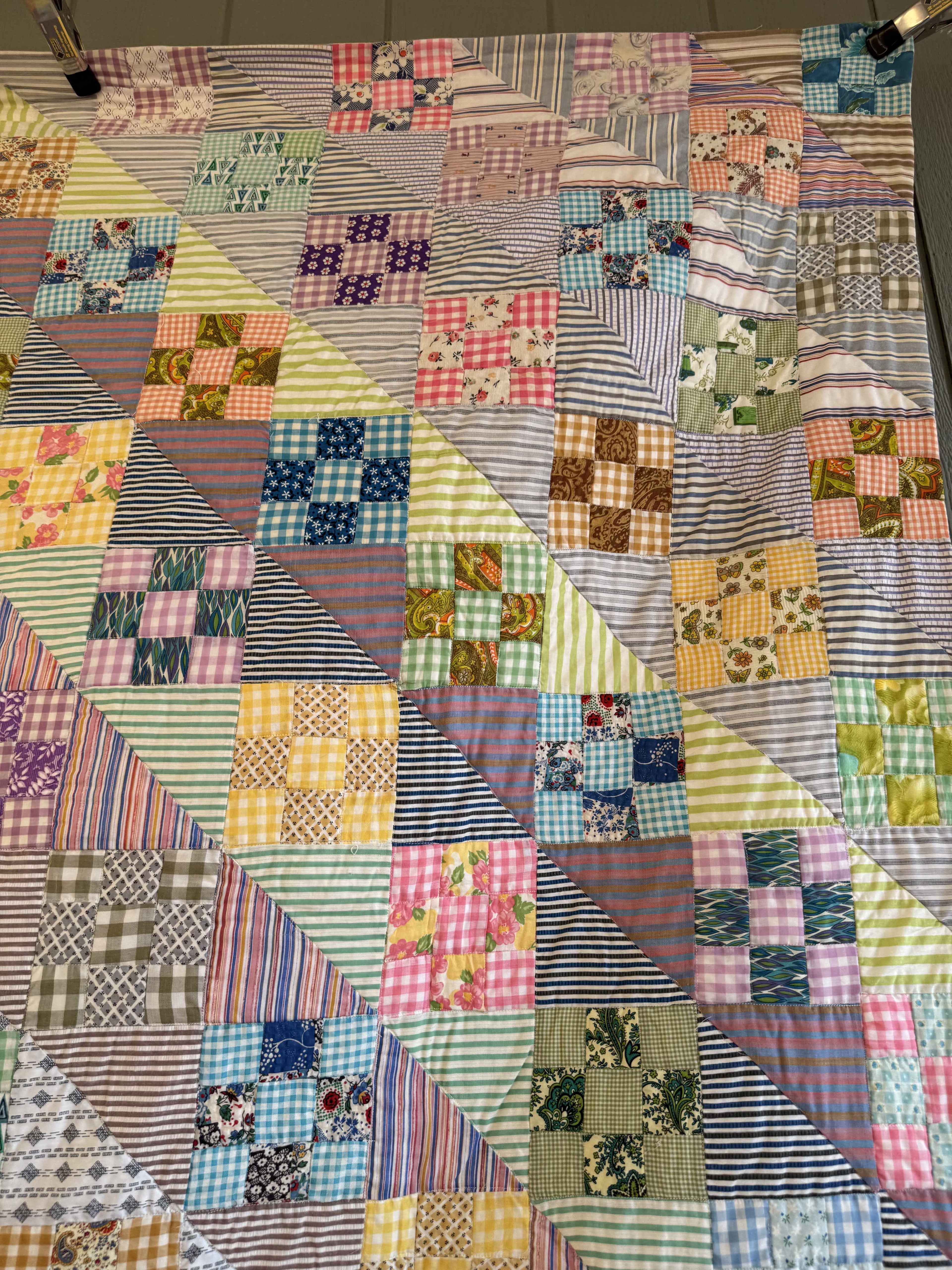 Vintage Quilt Sunshine and Shadows Nine Patch