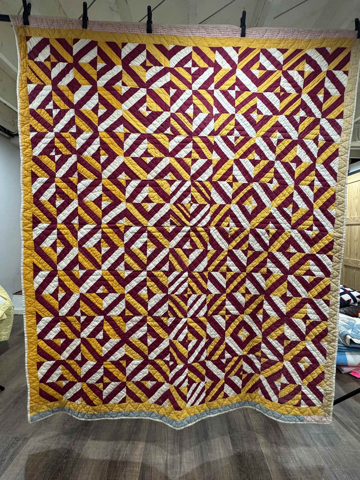 Antique Quilt Cheddar and Turkey Diagonal Four Patch
