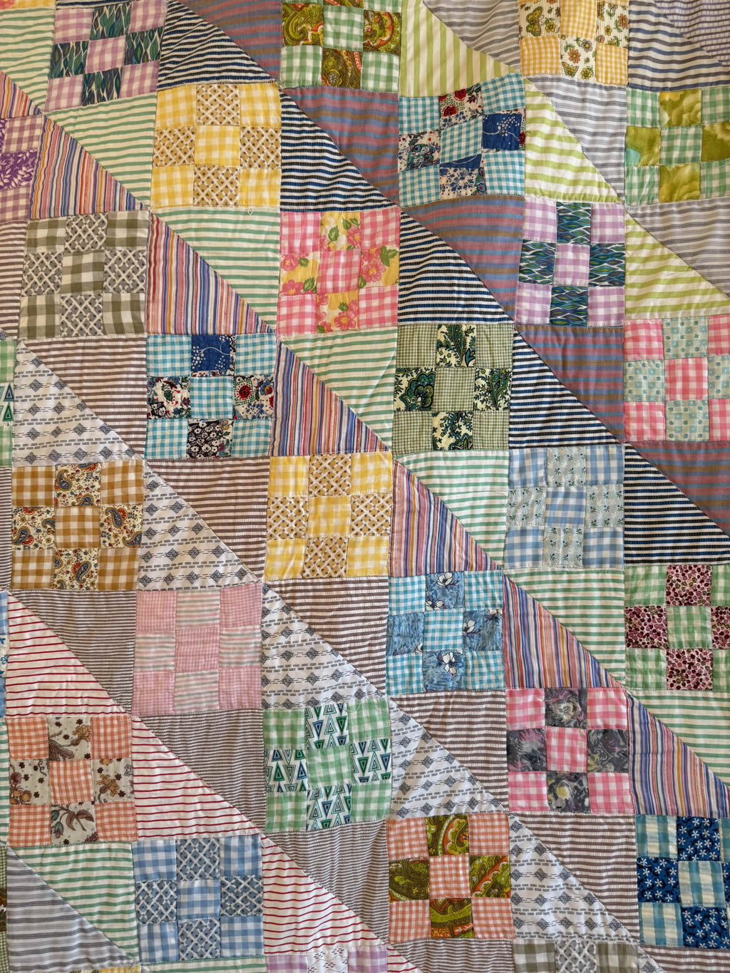 Vintage Quilt Sunshine and Shadows Nine Patch