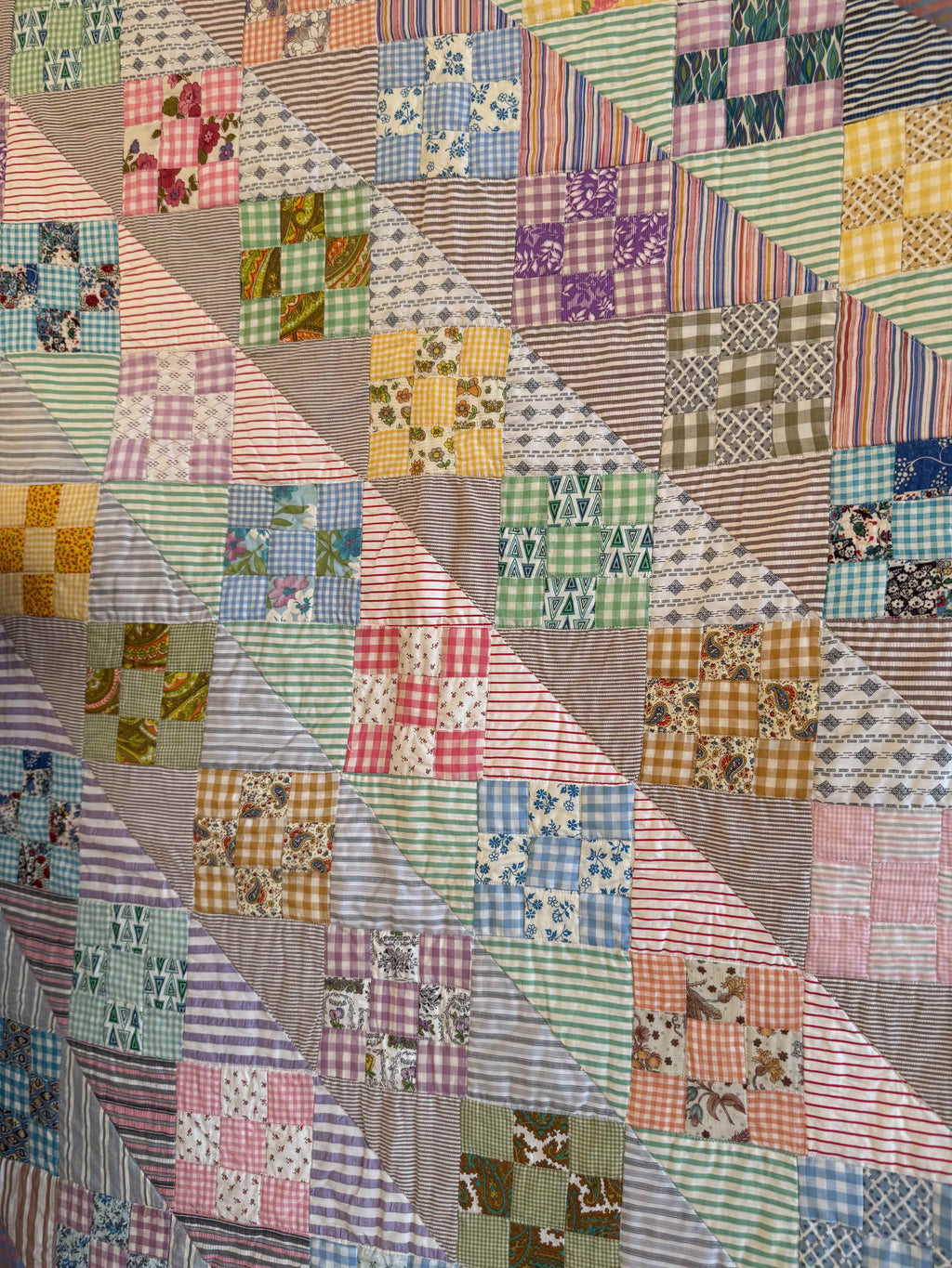 Vintage Quilt Sunshine and Shadows Nine Patch