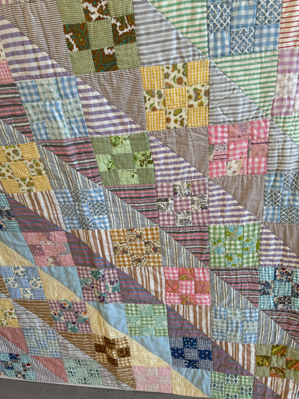 Vintage Quilt Sunshine and Shadows Nine Patch