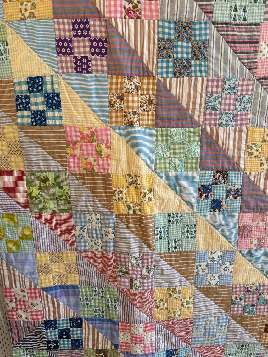 Vintage Quilt Sunshine and Shadows Nine Patch