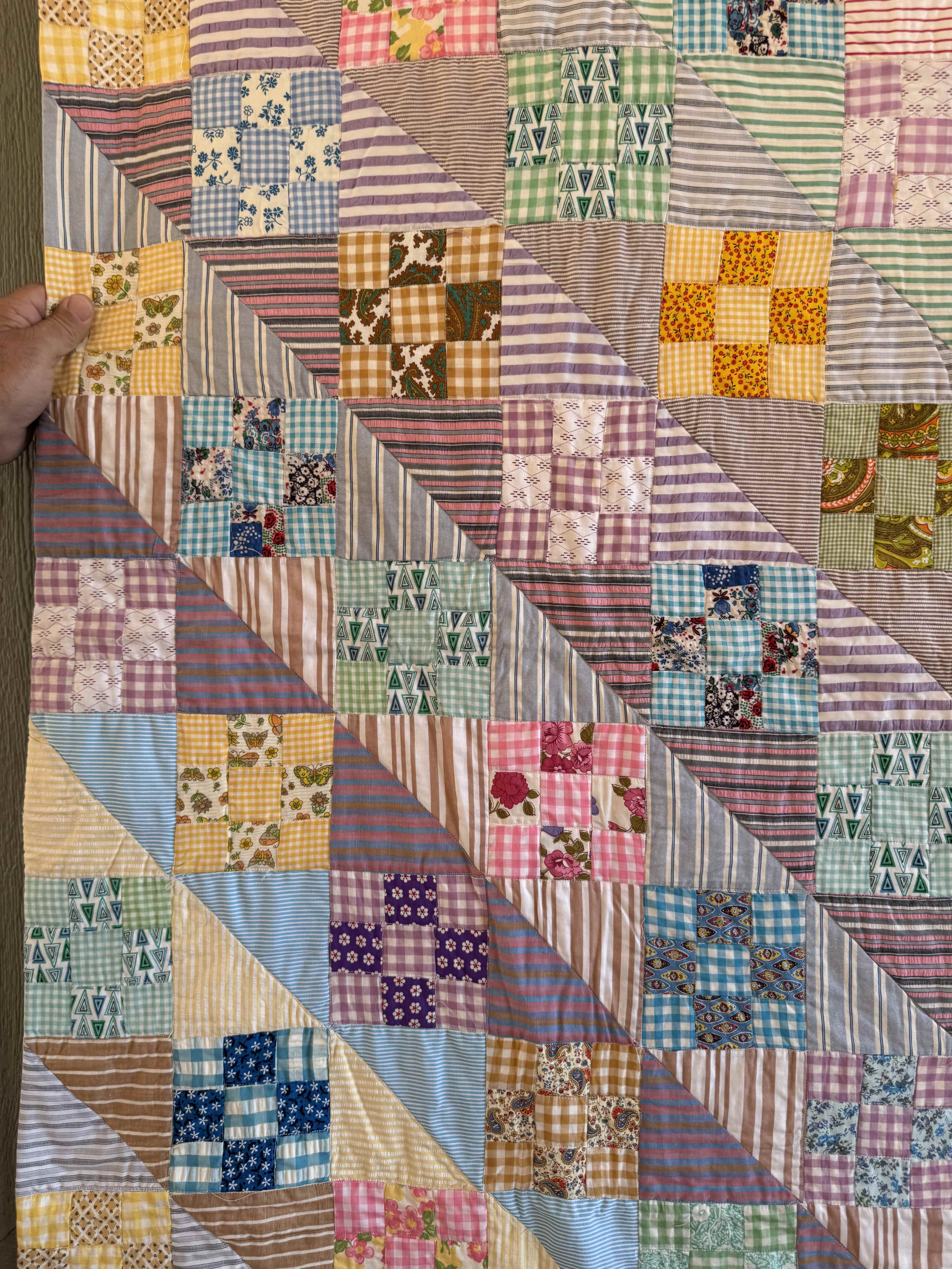Vintage Quilt Sunshine and Shadows Nine Patch