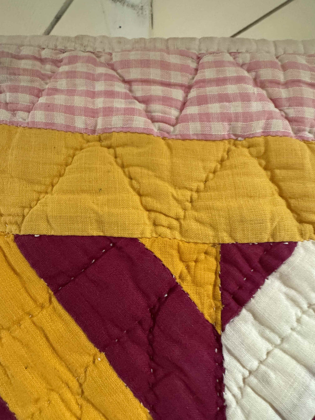 Antique Quilt Cheddar and Turkey Diagonal Four Patch