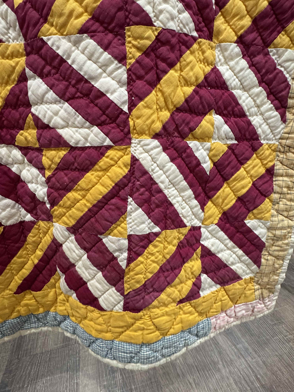 Antique Quilt Cheddar and Turkey Diagonal Four Patch