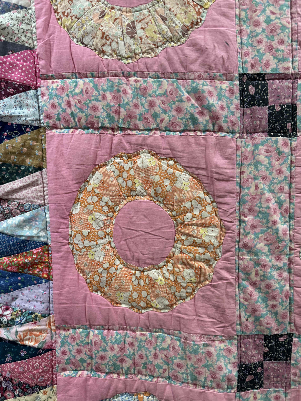 Vintage Quilt Mixed Era Dresden Plate