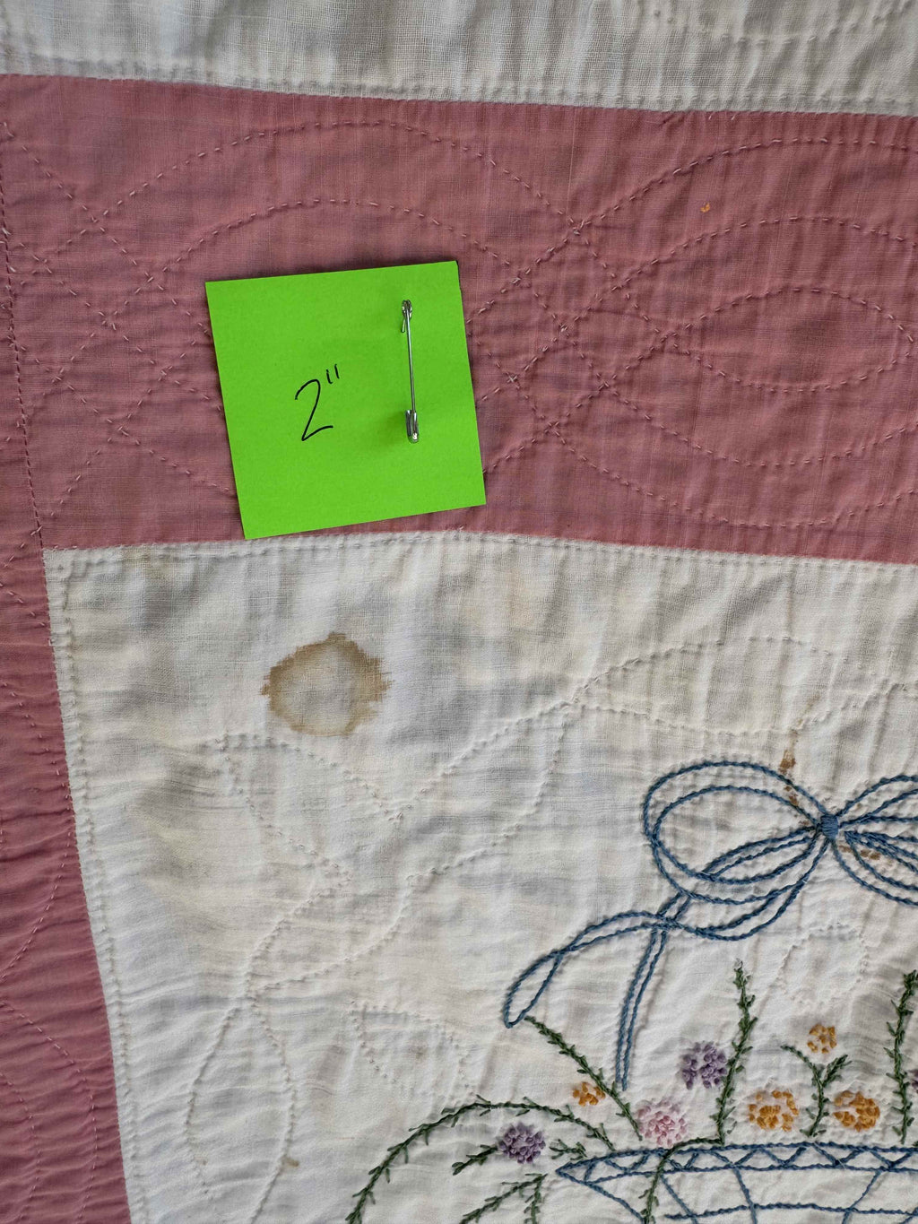 Vintage Quilt Flower Basket Embroidery