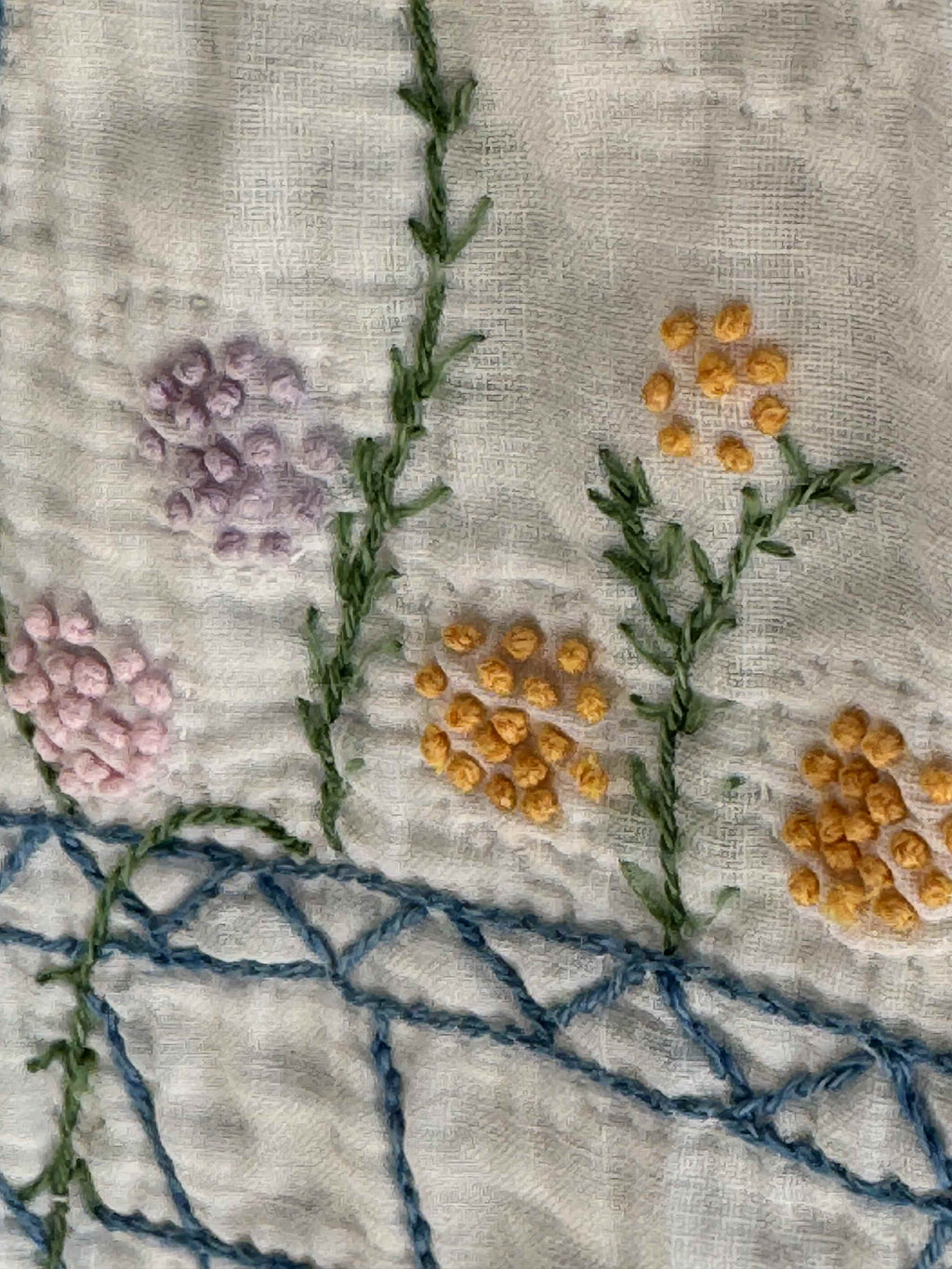 Vintage Quilt Flower Basket Embroidery