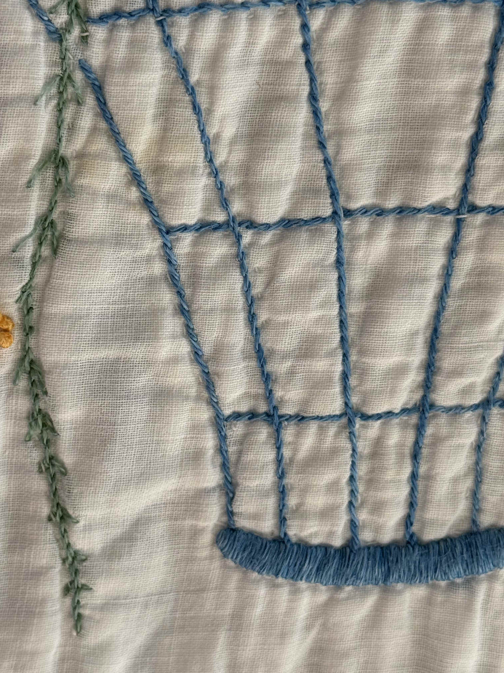 Vintage Quilt Flower Basket Embroidery