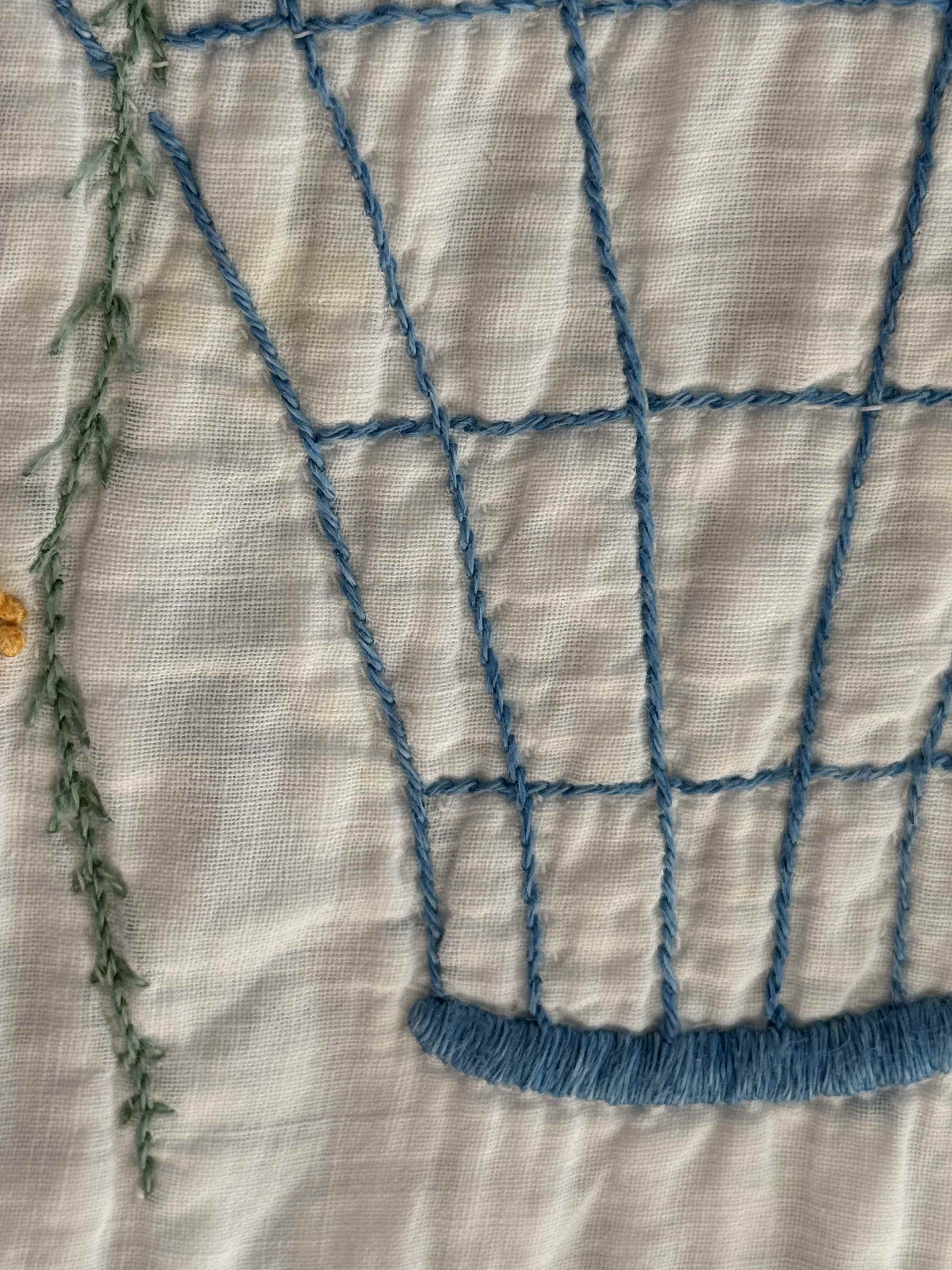 Vintage Quilt Flower Basket Embroidery