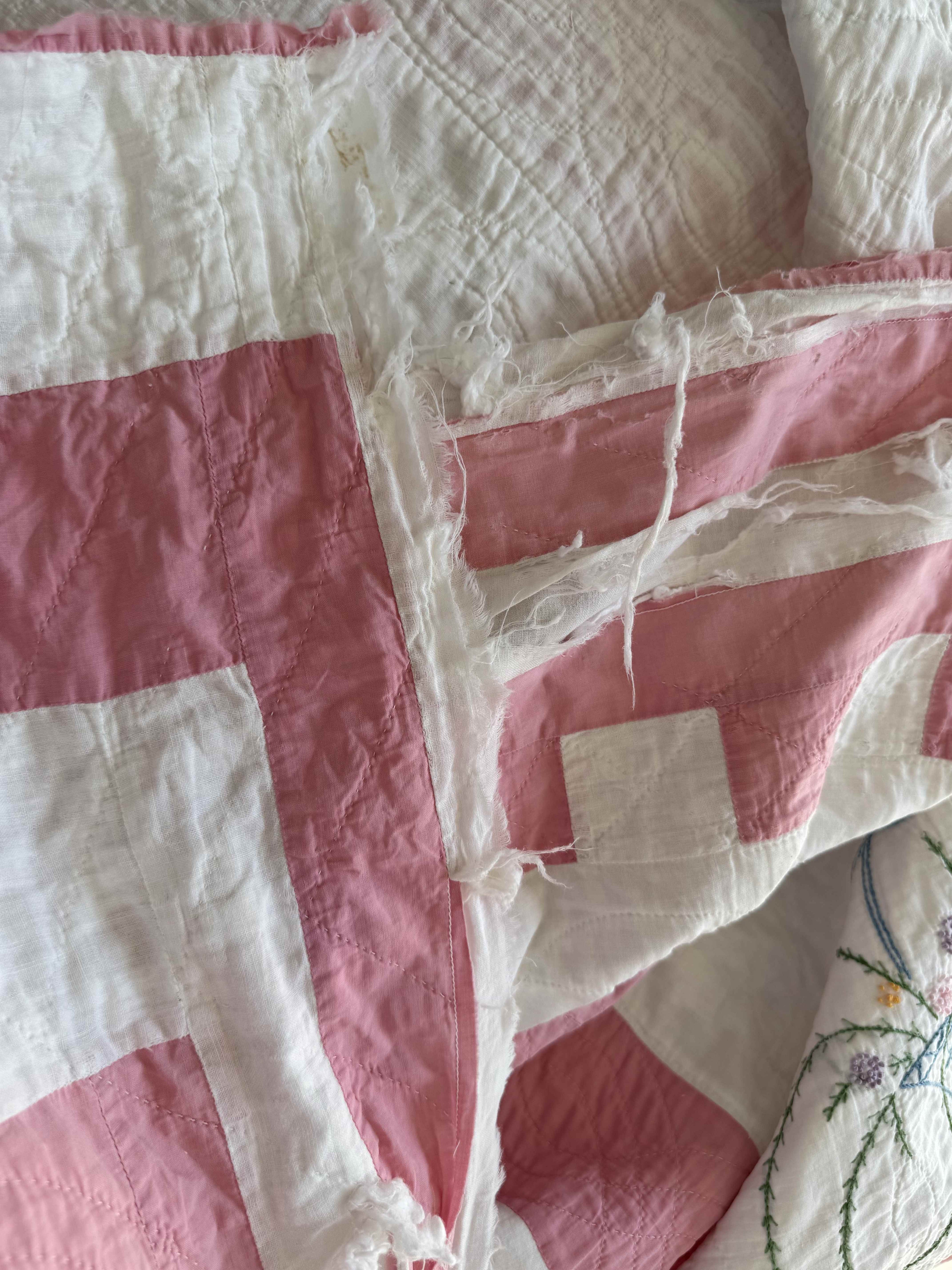 Vintage Quilt Flower Basket Embroidery